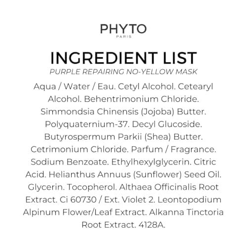 Inhaltsstoffe der Maske. Text: Aqua, Cetyl Alcohol, Cetearyl Alcohol, etc.