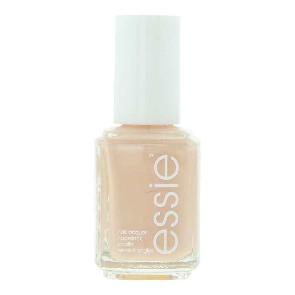 Essie Nagellack in hellem Pfirsichton mit weißem Deckel.