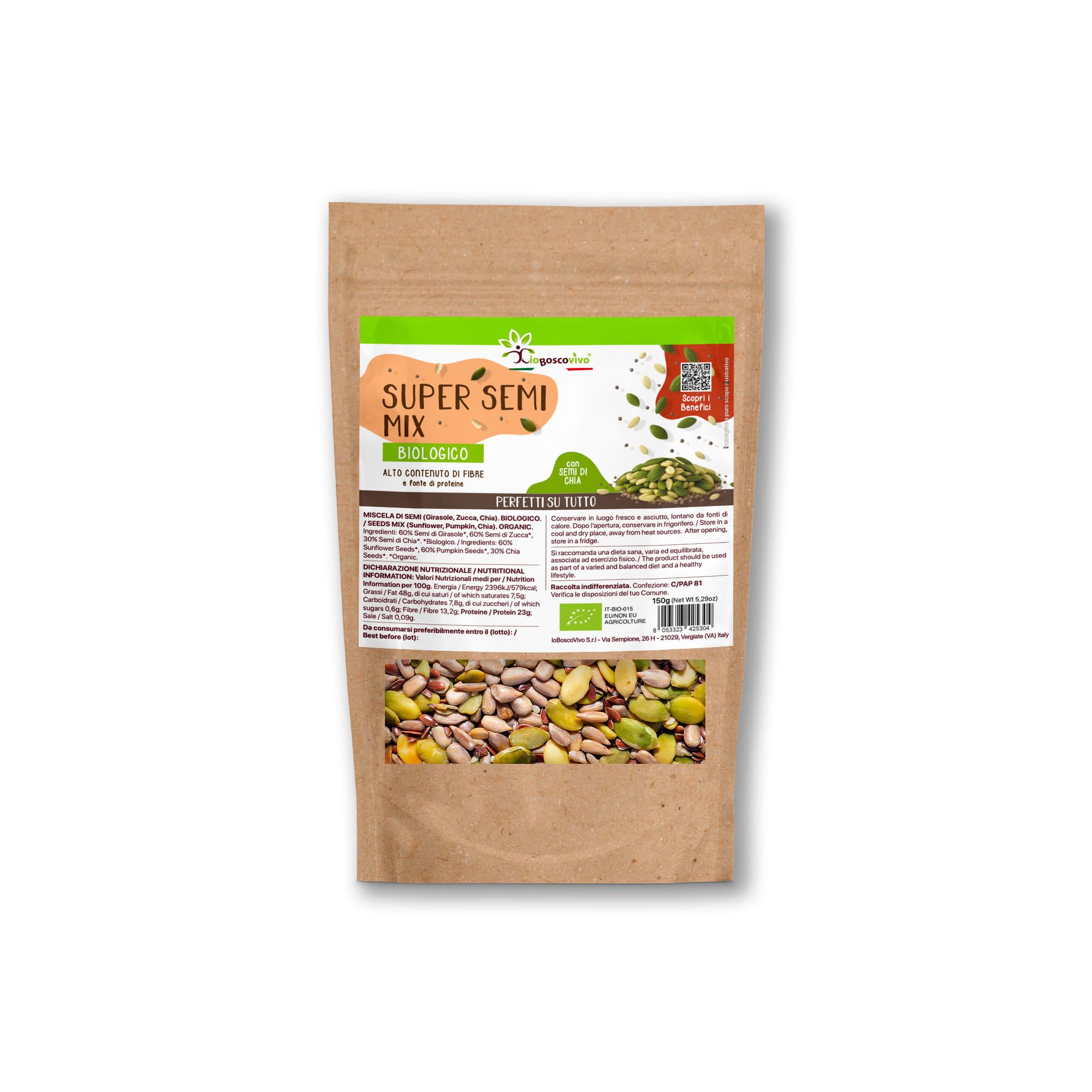 IoBoscoVivo Supersemi Mix Bio - Chia, zucca e girasole