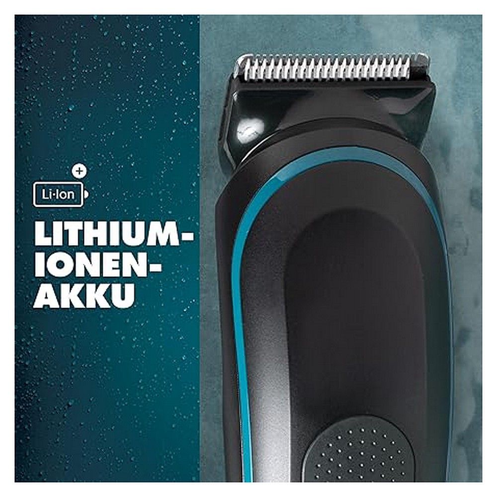 Nahaufnahme des Gillette Intimate Trimmer i5 mit Li-Ion Akku-Symbol.