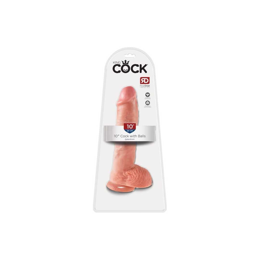 Dildo in Verpackung. Hautfarben, mit '10"' Aufdruck. Marke: King Cock.