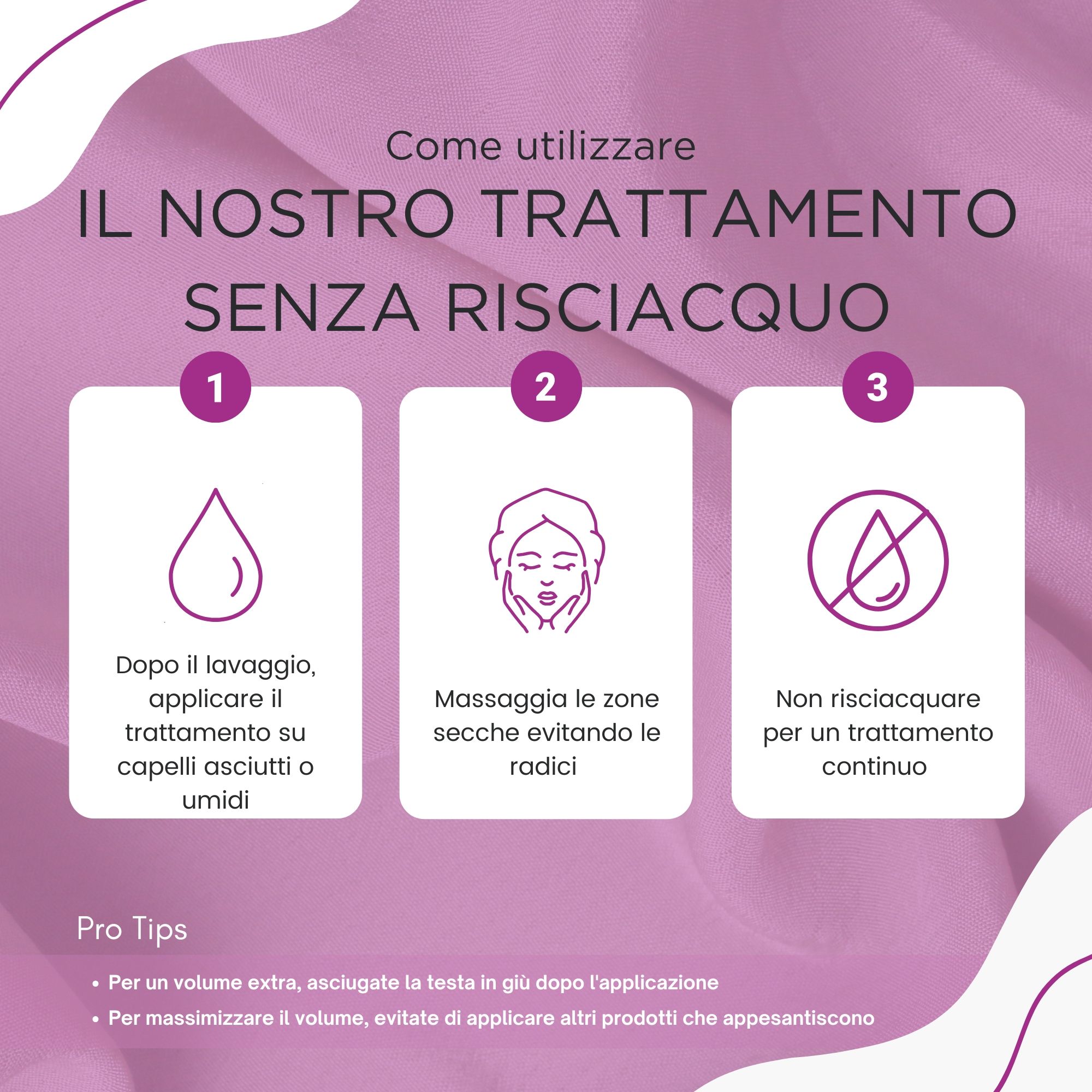 Giovane donna con capelli biondi. Testo: La nostra formula è senza solfati, OGM e oli minerali.