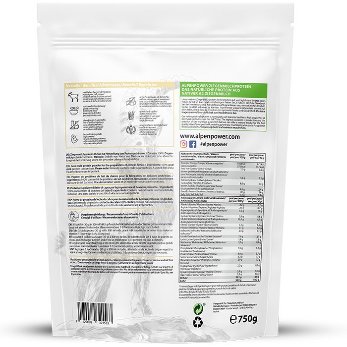 AlpenPower Ziegenmilchprotein- Neutral 750 g Pulver