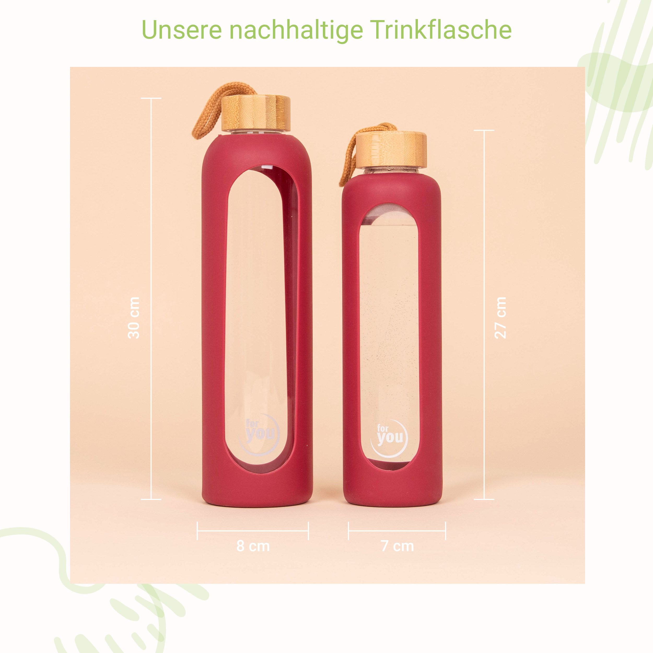 for you Nachhaltige Trinkflasche Dreierpack