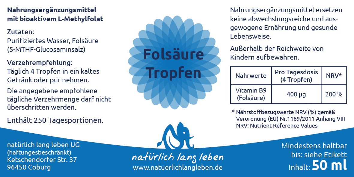 natürlich lang leben Folsäure Tropfen 50 ml