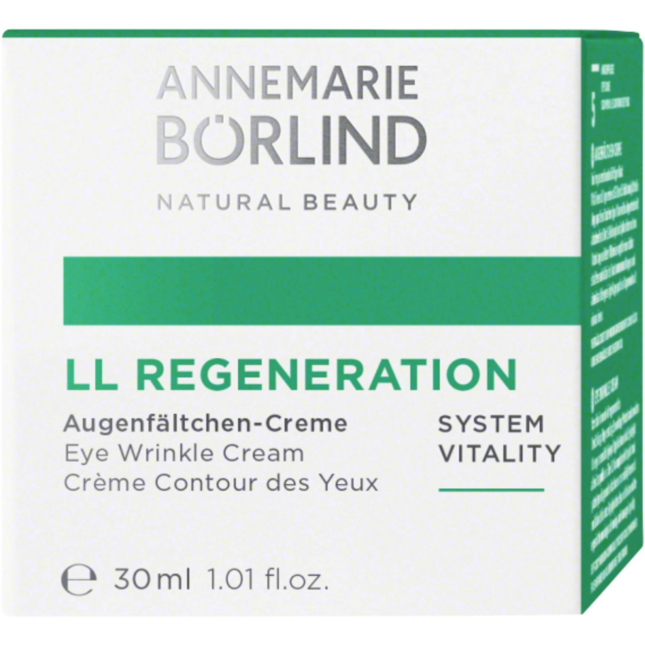 Creme-Tiegel mit Deckel. Aufschrift: ANNEMARIE BÖRLIND, NATURAL BEAUTY.