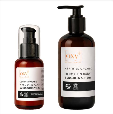 Oxy8 Naturkosmetik Set: Dermasun Sunscreen LSF 50+ – 100% natürliche Sonnencreme Gesicht & Körper 250 ml Creme
