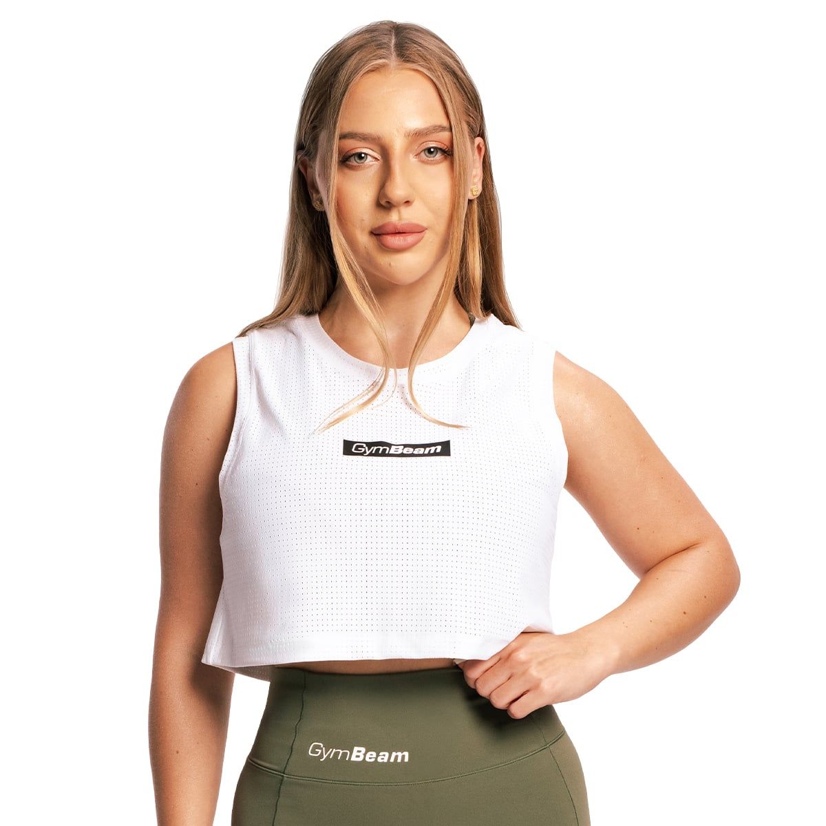GymBeam Tanktop Damen regular mit rundem Ausschnitt in Weiß 1 St