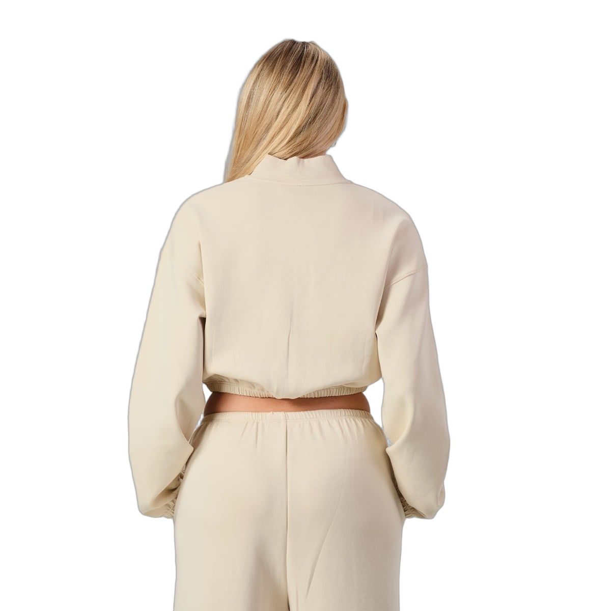 GymBeam Sweatshirt Damen cropped mit Reißverschluss Almond