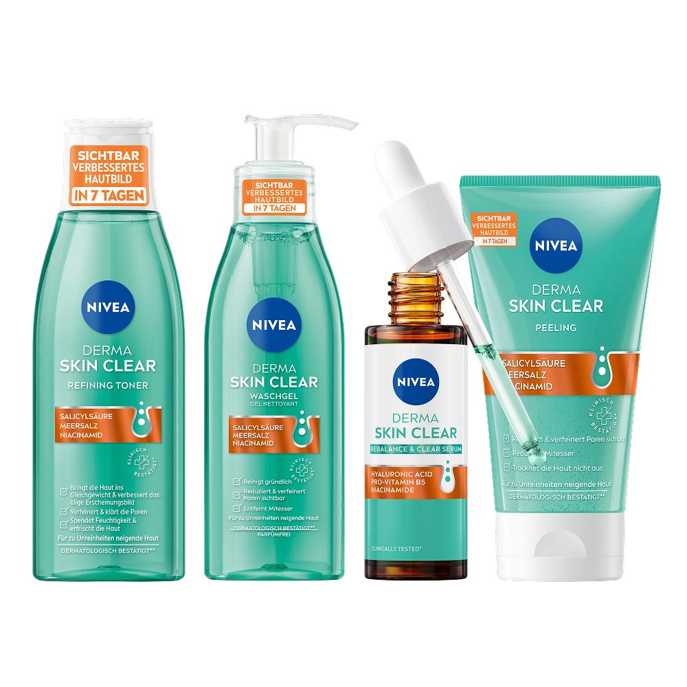 Nivea Derma Skin Clear Routine Set zur Porenverfeinerung 4-teilig 530 ml