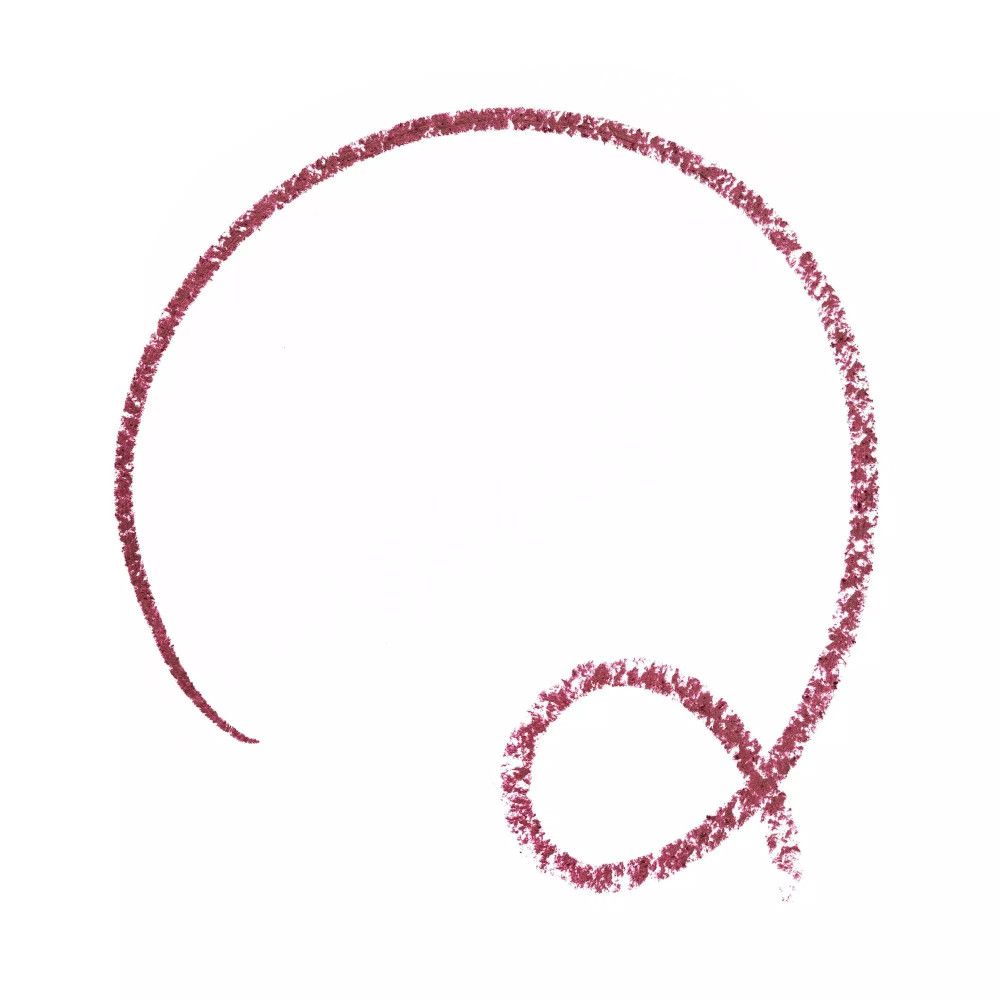 Rosafarbene Lippenstiftlinie auf weißem Hintergrund, in einer geschwungenen Form.
