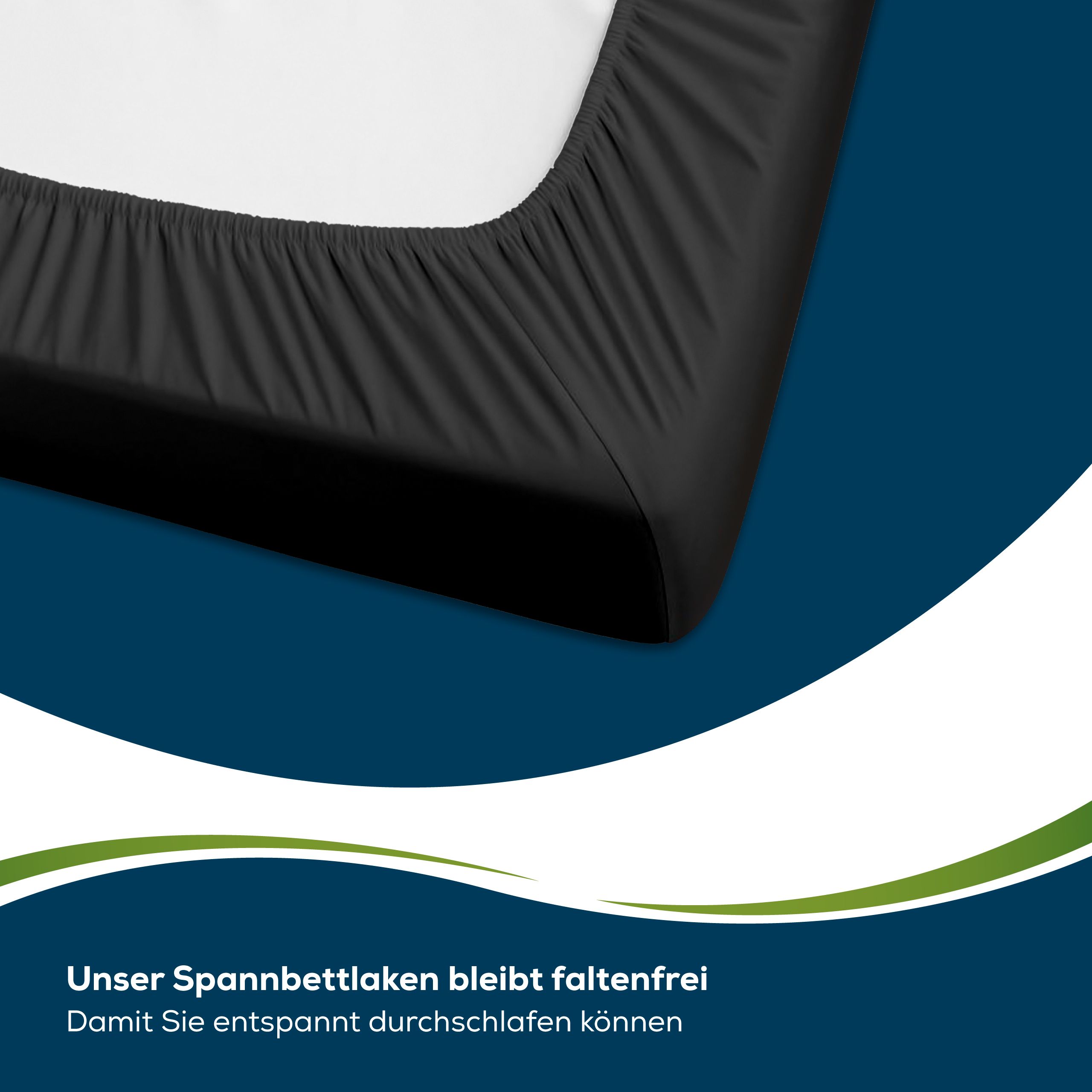 Sensalou Spannbettlaken 100 x 200 cm - Schwarz-Anthrazit