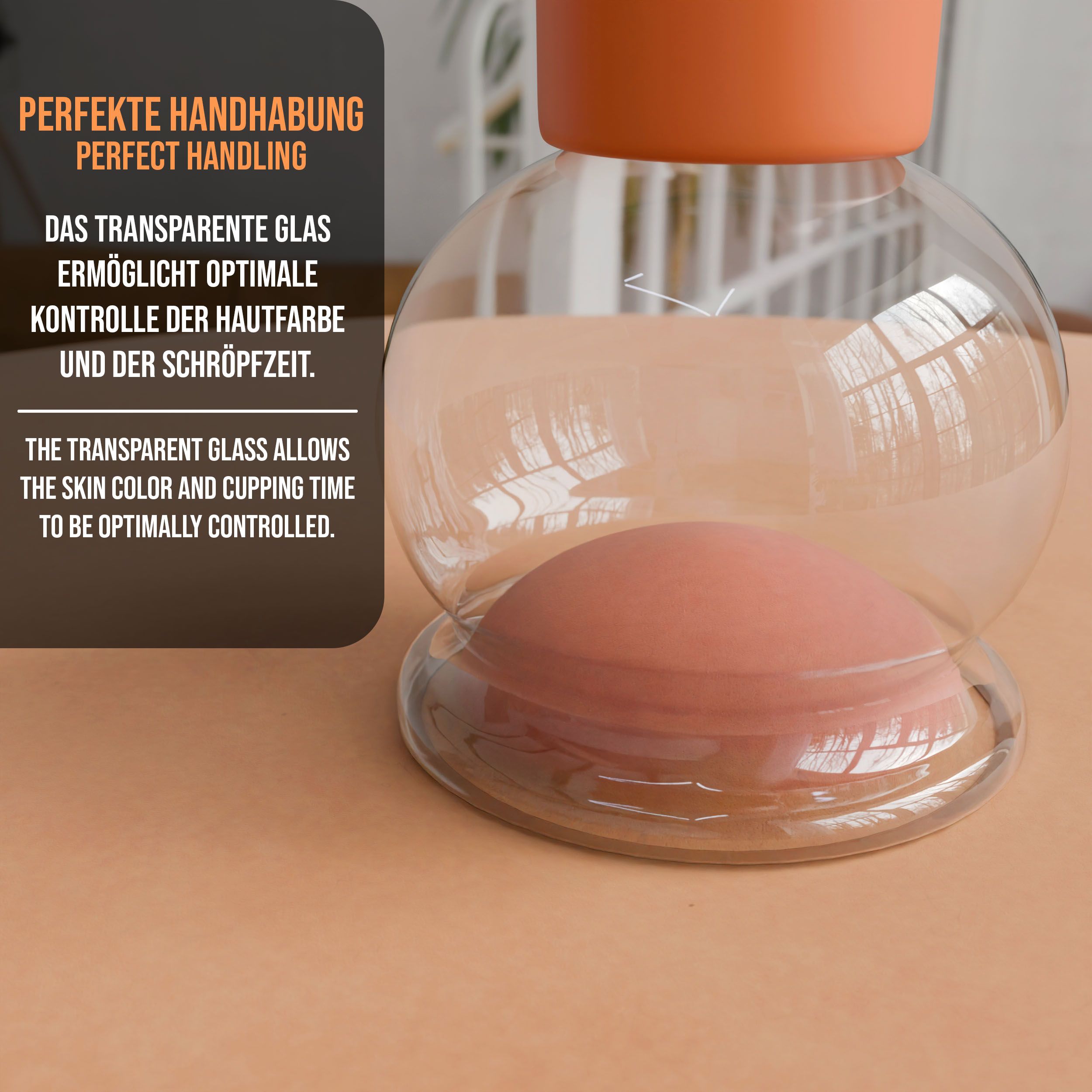 Pulox Schröpfglas aus Echtglas mit Saugball - 25mm in Braun