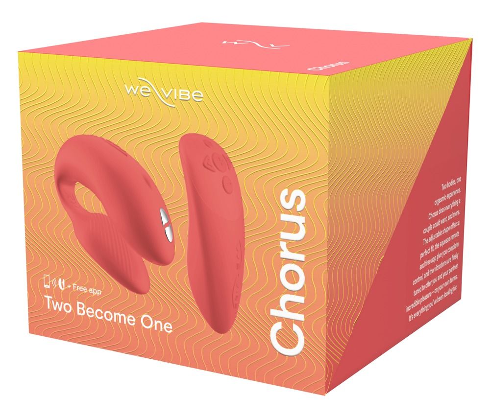 Verpackung mit Wellness-Produkt und Fernbedienung. Aufschrift "Chorus" und "We-Vibe".