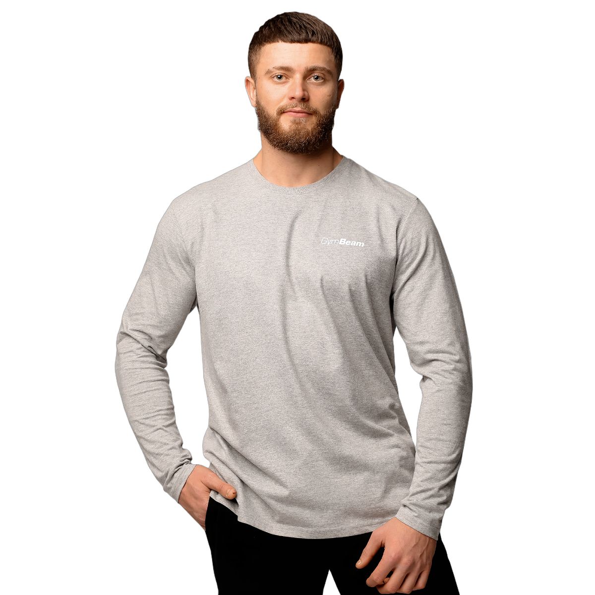 GymBeam Langarm-T-Shirt Herren Regular mit Baumwolle und Polyester Grey 1 St