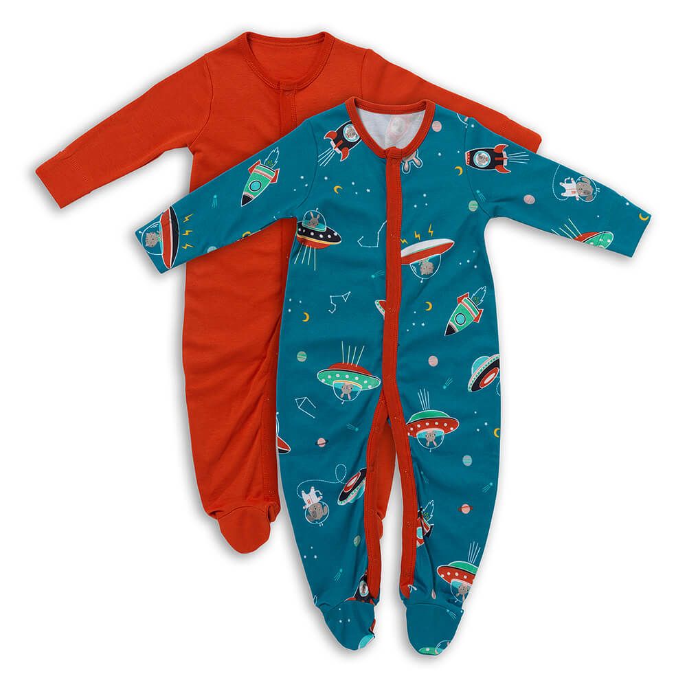 schlummersack Baby Schlafanzug Strampler aus 100% Bio-Baumwolle Langarm Größe 86 Space