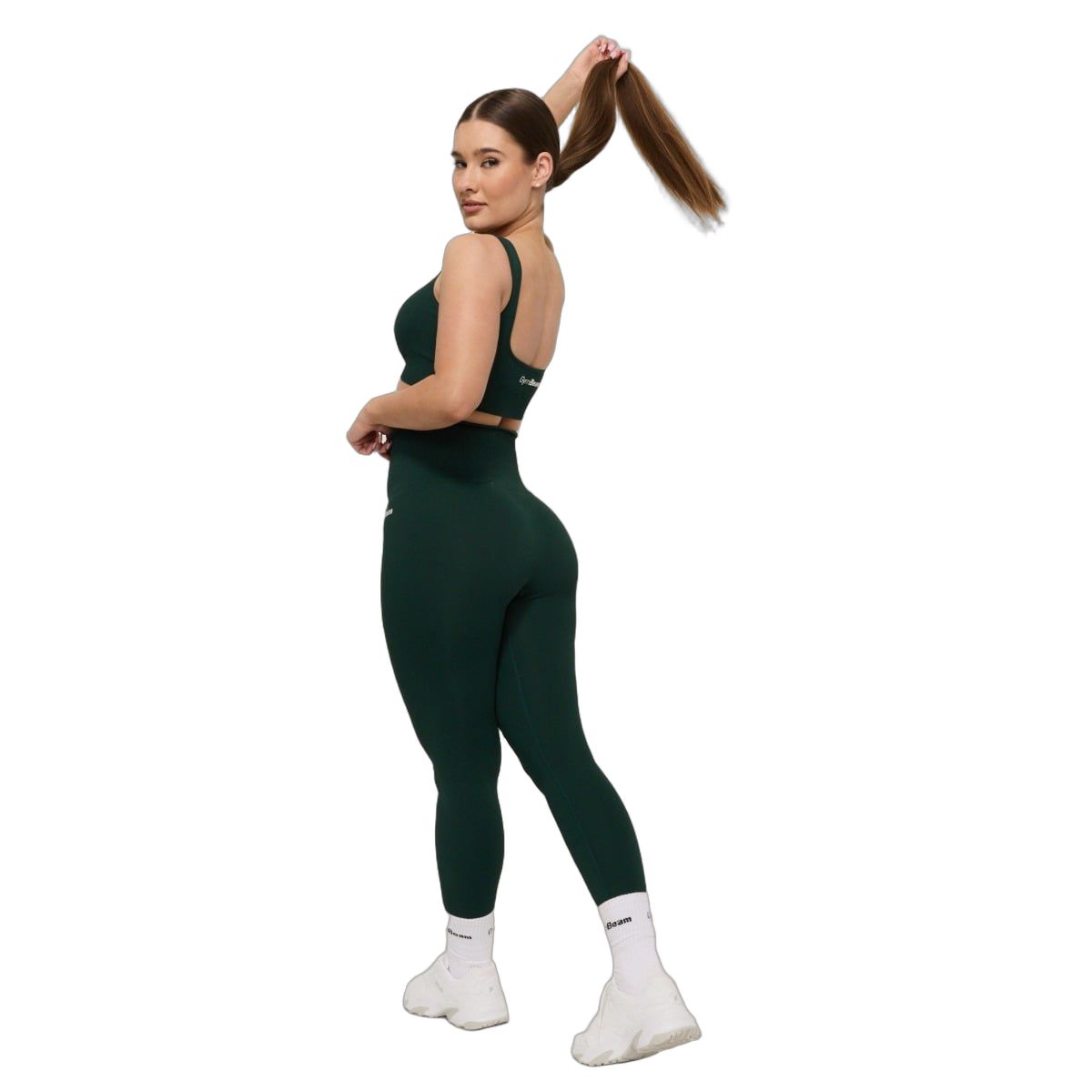 GymBeam Sport-BH Damen nahtlos mit breiten Trägern Forest