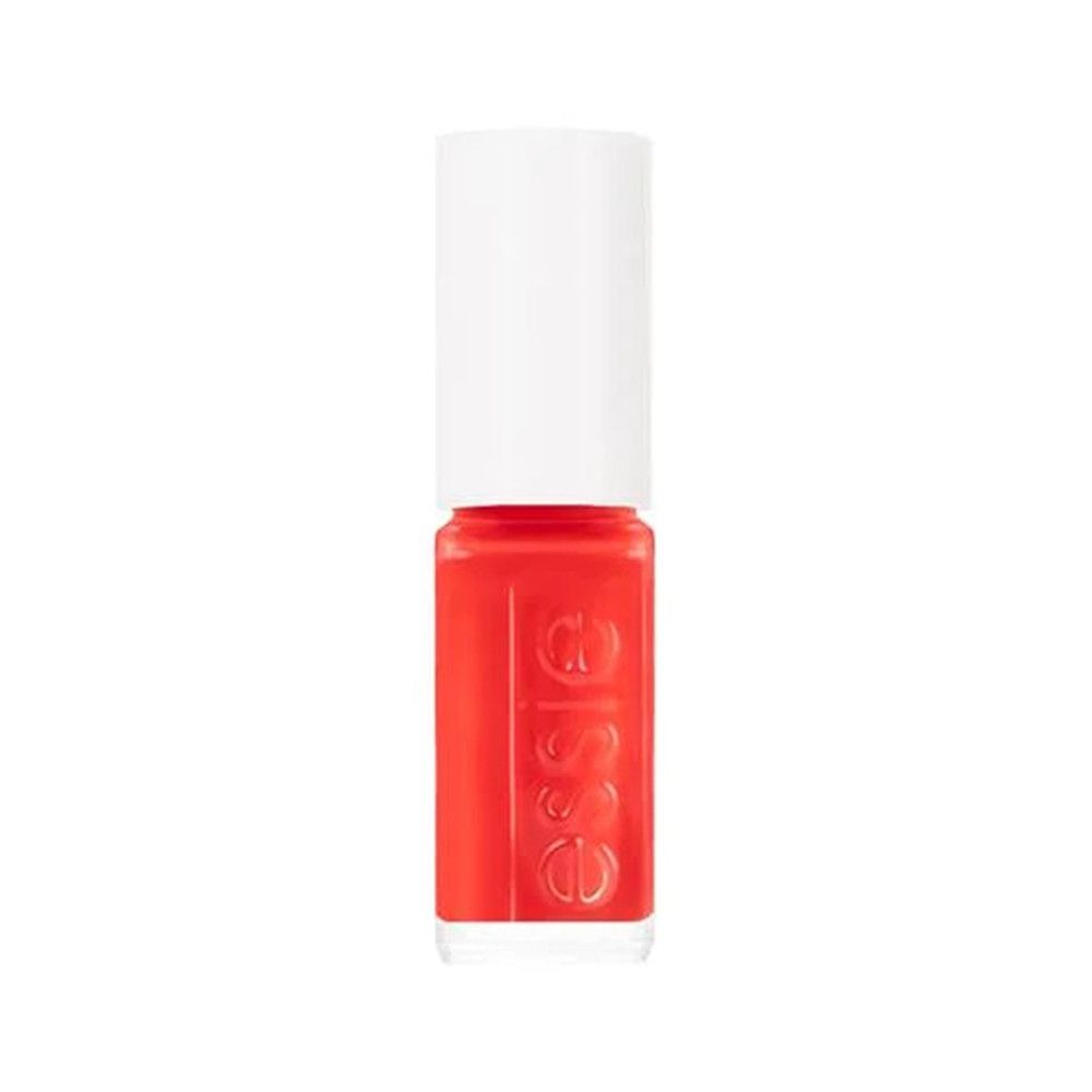Essie Mini Nagellack, rot, mit weißem Deckel. Essie-Logo sichtbar.
