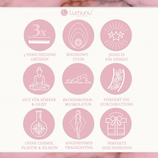 Lumunu Yoni Eggs Set "Rhodonite"