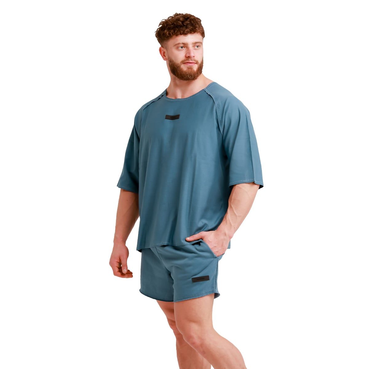 GymBeam T-Shirt Herren Oversized Kurzarm aus Baumwolle Unity Blau