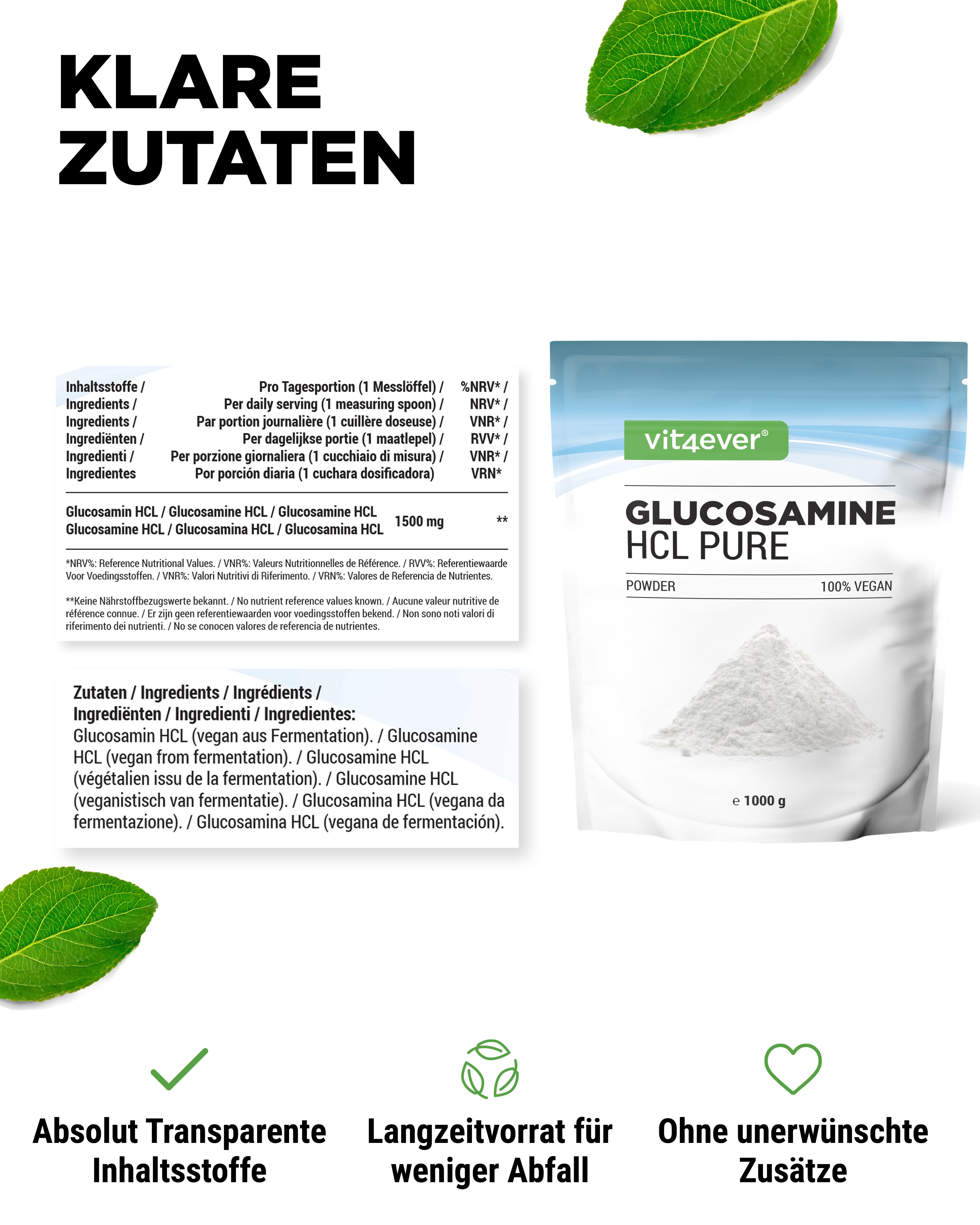 vit4ever Glucosamin HCL Pure