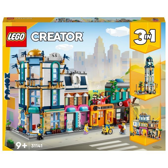 LEGO Creator 3in1 31141 Strada Principale, Grattacielo Art Déco o Strada del Mercato, Kit Modellism