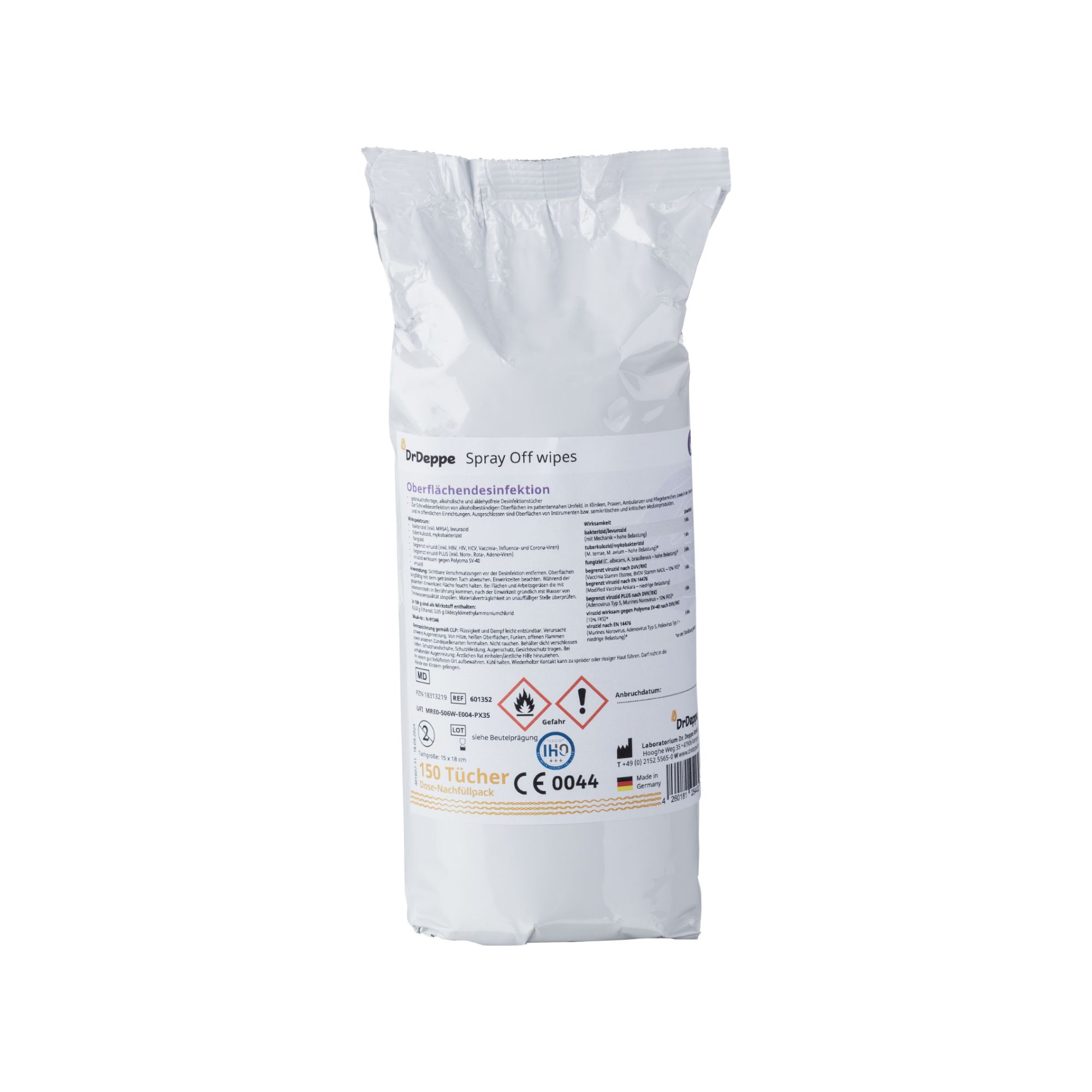 DrDeppe - Spray Off wipes alkoholhaltige Flächendesinfektionstücher 150 St Tücher