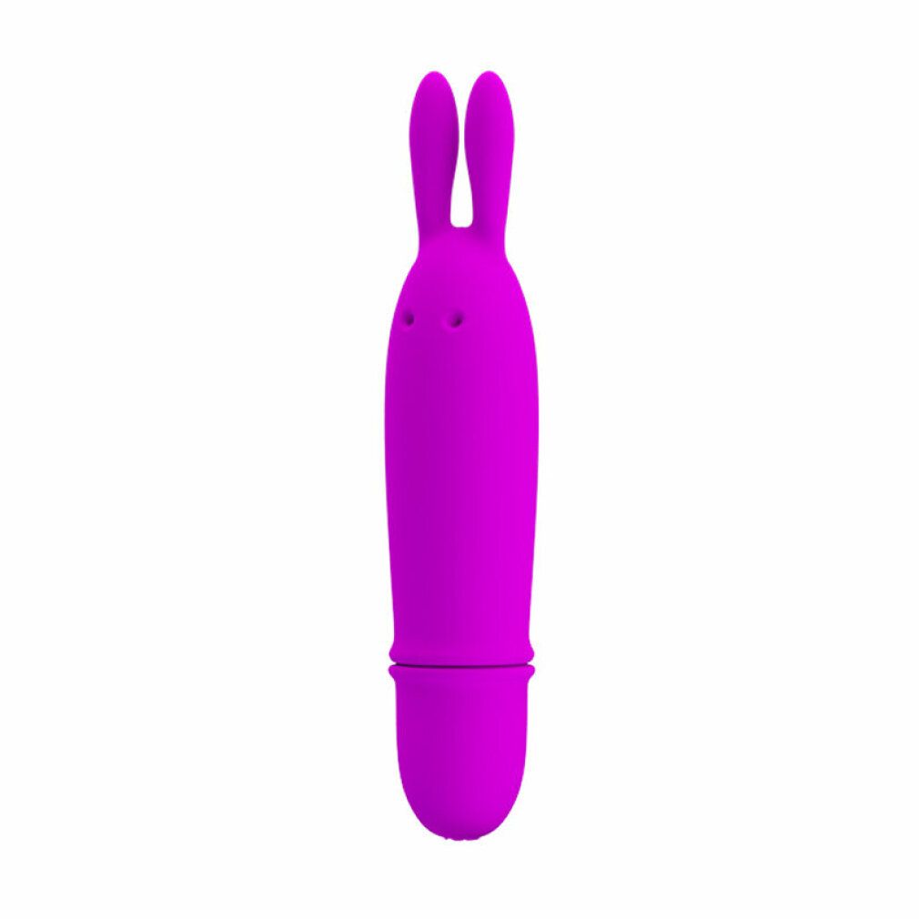 Lila Vibrator in Hasenform. Aus Silikon. Mit zwei Ohren und abgerundeter Spitze.