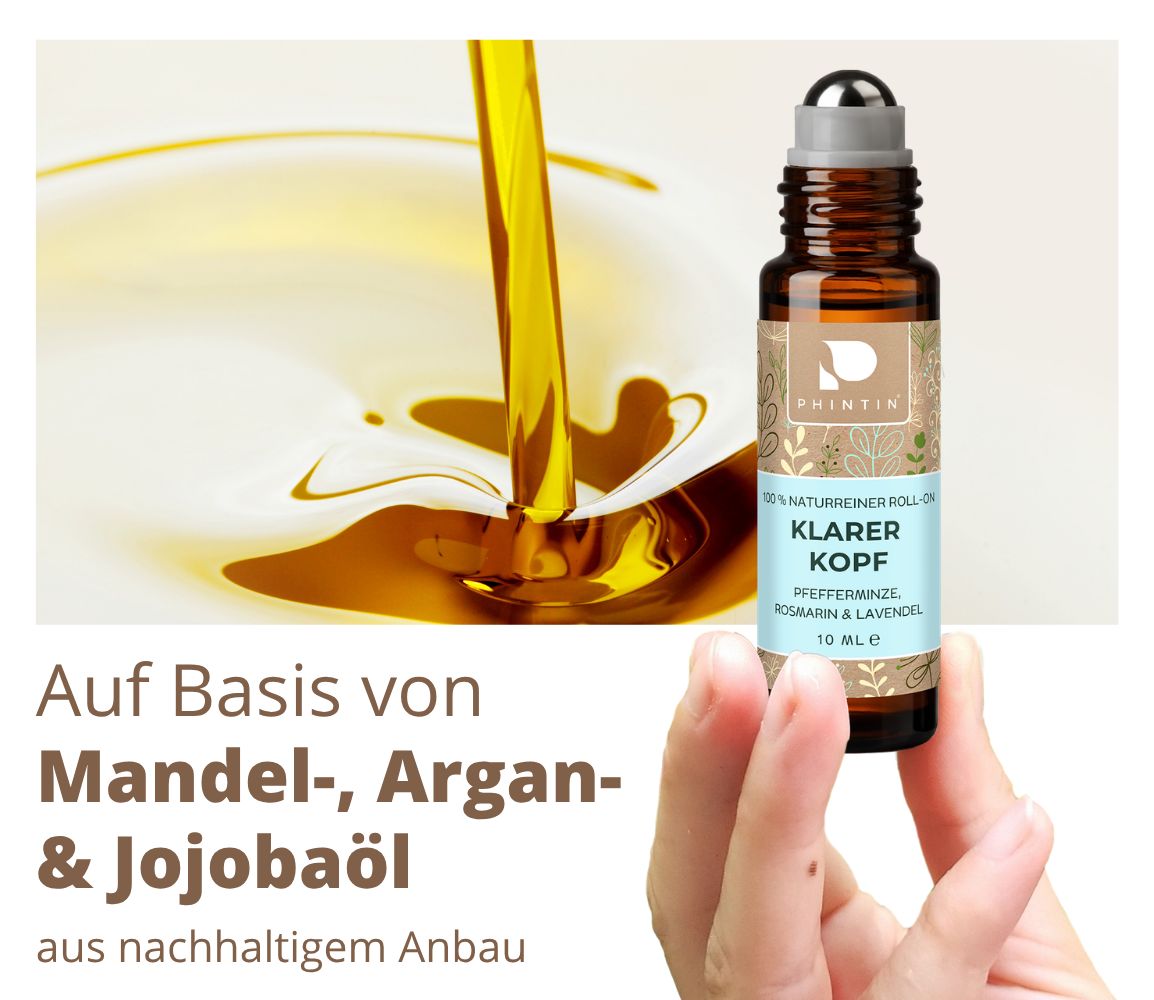 PHINTIN Roll-On Klarer Kopf 1 Duftroller mit ätherische Öle Lavendel, Rosmarin & Pfefferminzöl