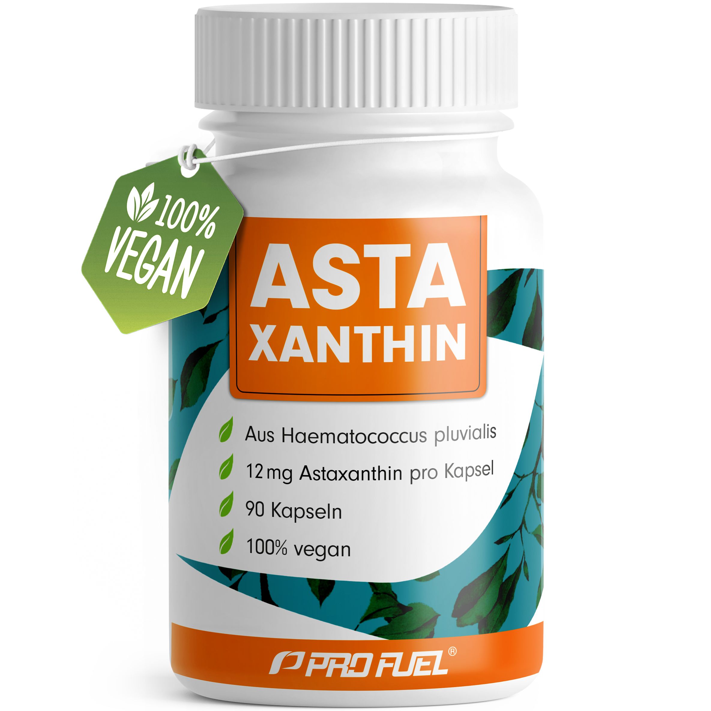 ProFuel - Astaxanthin-Kapseln | 12 mg AstaGuard® aus Blutregenalge vegan 6 Monate Vorrat 90 St