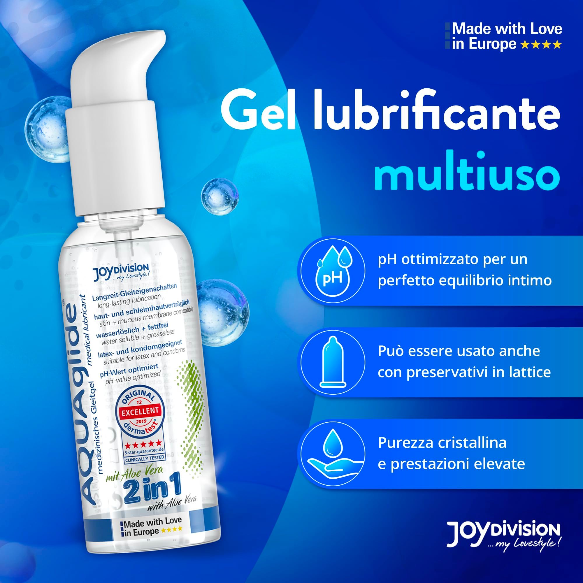 AQUAGLIDE Gel multifonction, flacon pompe, pH optimisé, compatible préservatifs.