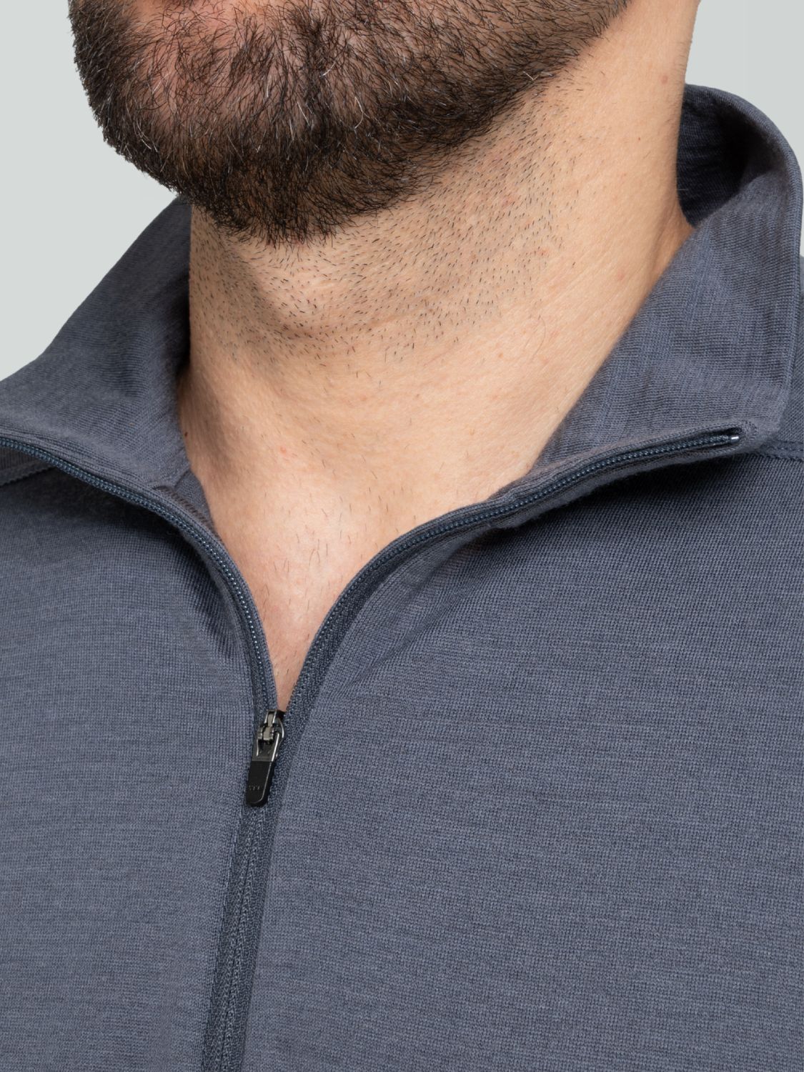 ALPENWERT Zip Longsleeve Herren 100% Merino Grau S