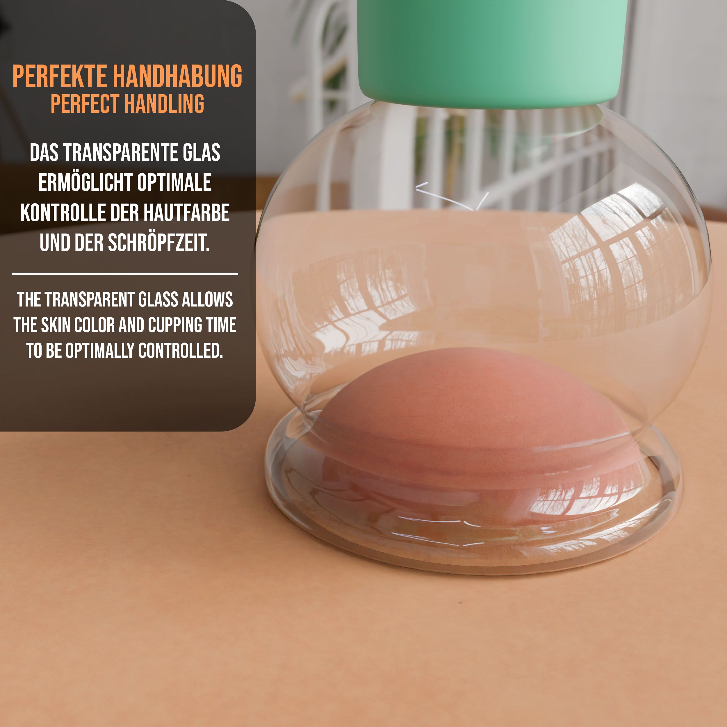 Pulox Schröpfglas aus Echtglas mit Saugball - 25mm in Grün