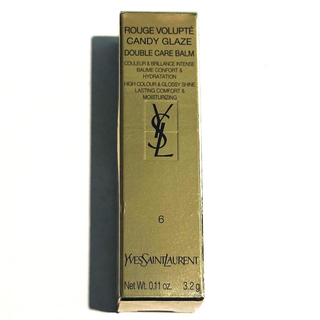 Goldene Verpackung von YSL Rossetto #6. Produktbezeichnung, Logo und Inhaltsstoffe sind sichtbar.