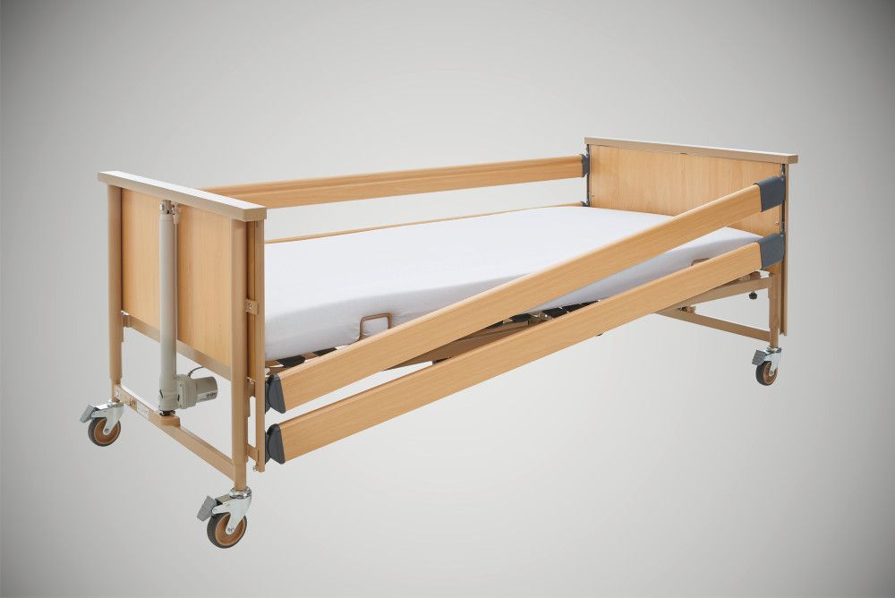 Burmeier - Dali II Krankenpflegebett für die häusliche Pflege, 24 Volt Antrieb mit Holzfederleisten