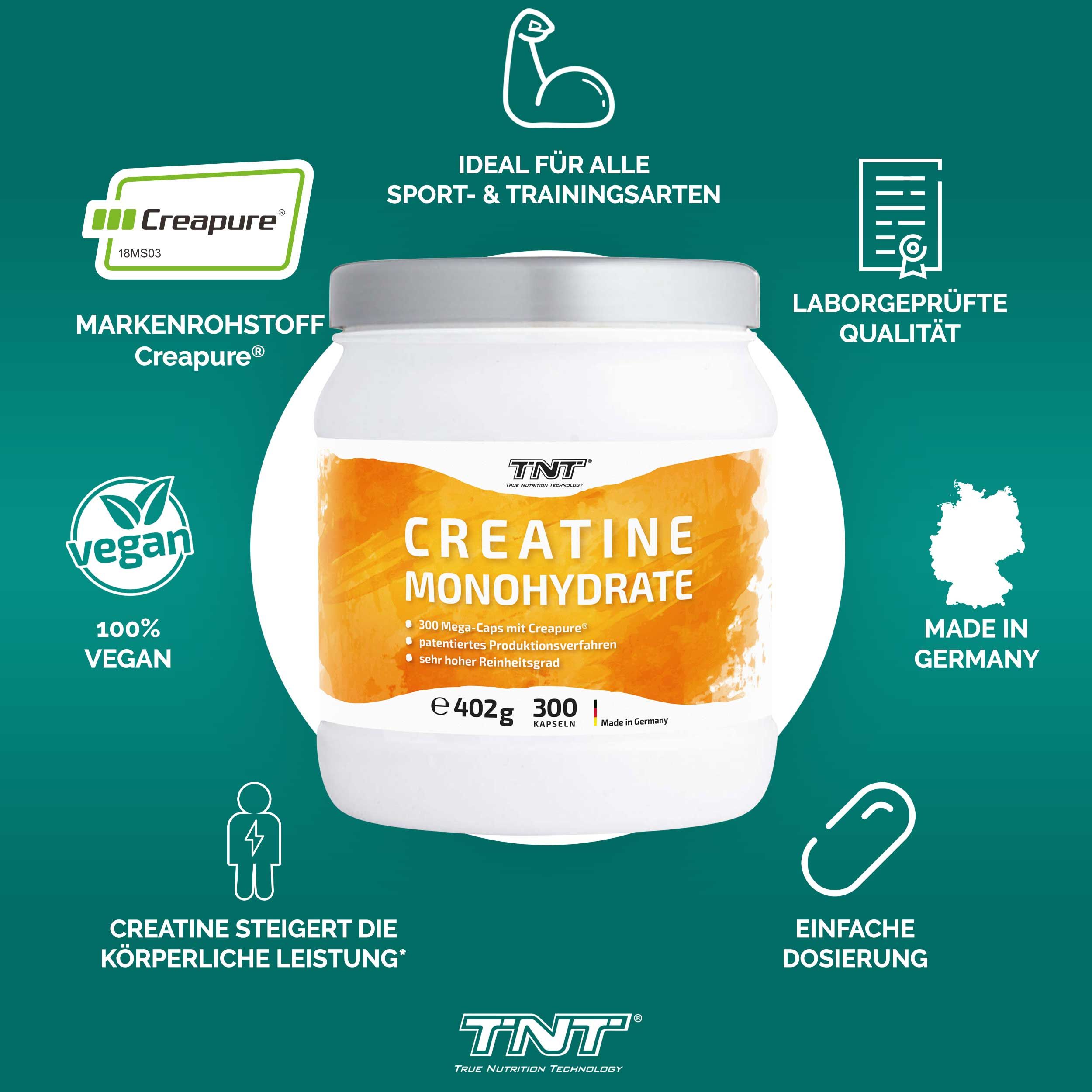 TNT Creatine Monohydrate Creapure® - ohne Zusätze 300 St Kapseln