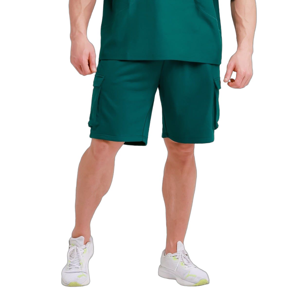 GymBeam Shorts Herren Regular Fit im Cargo-Stil mit Taschen, Modell Utility Grün 1 St