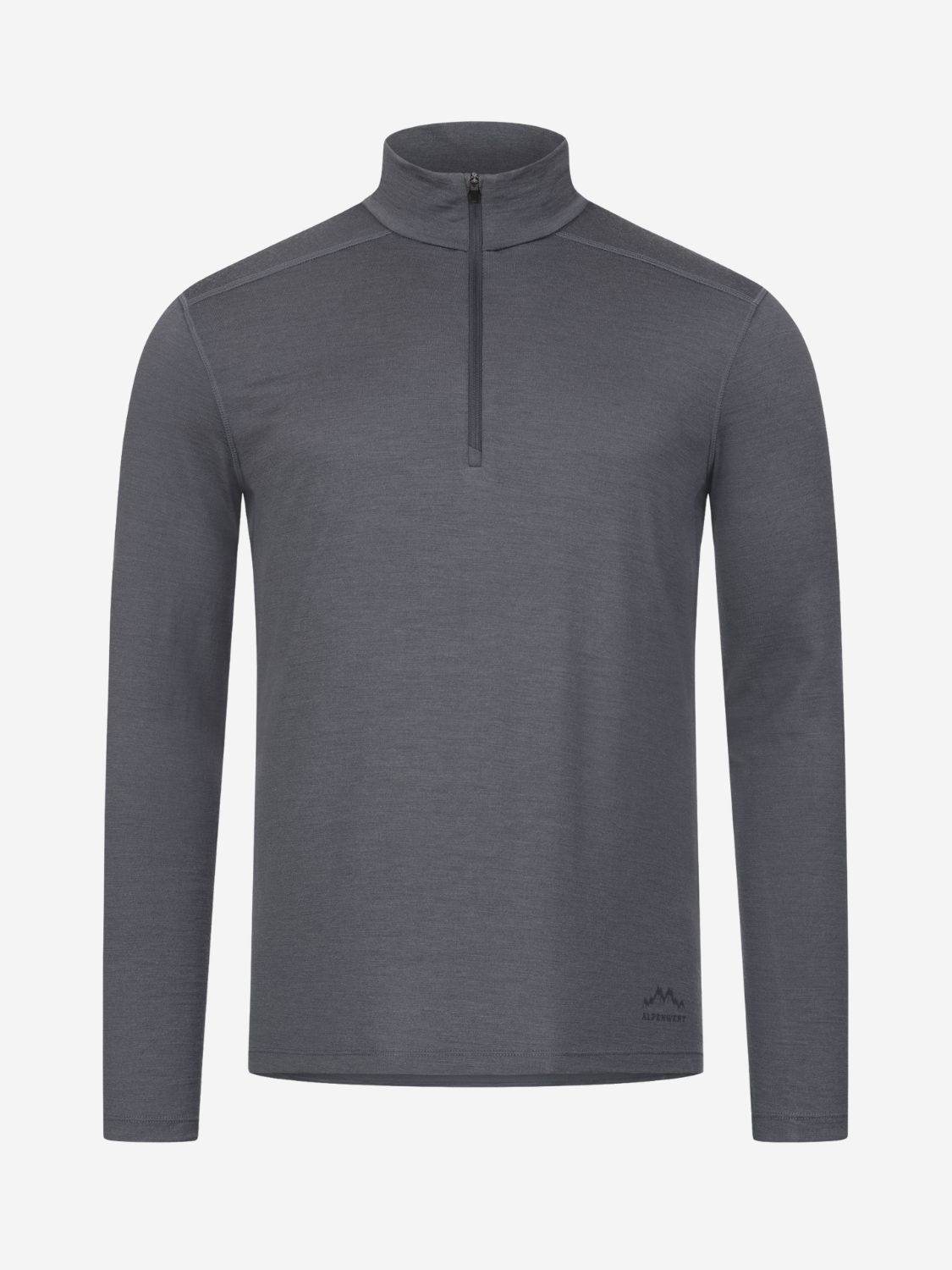 ALPENWERT Zip Longsleeve Herren 100% Merino Grau S