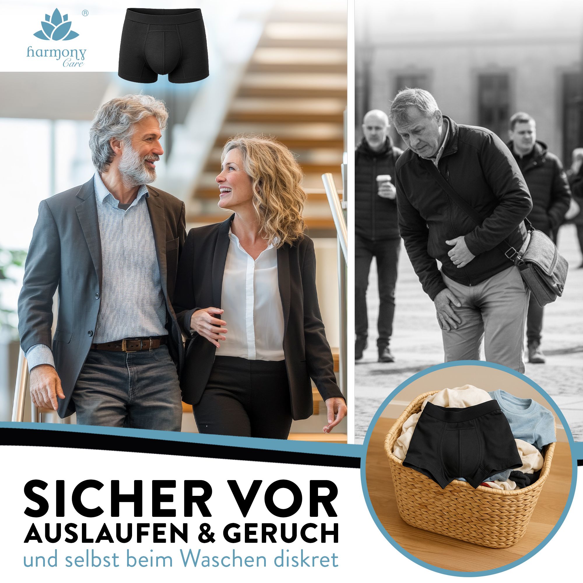 Harmony Care® Premium waschbare Inkontinenz Pants Männer - extra auslaufsicher