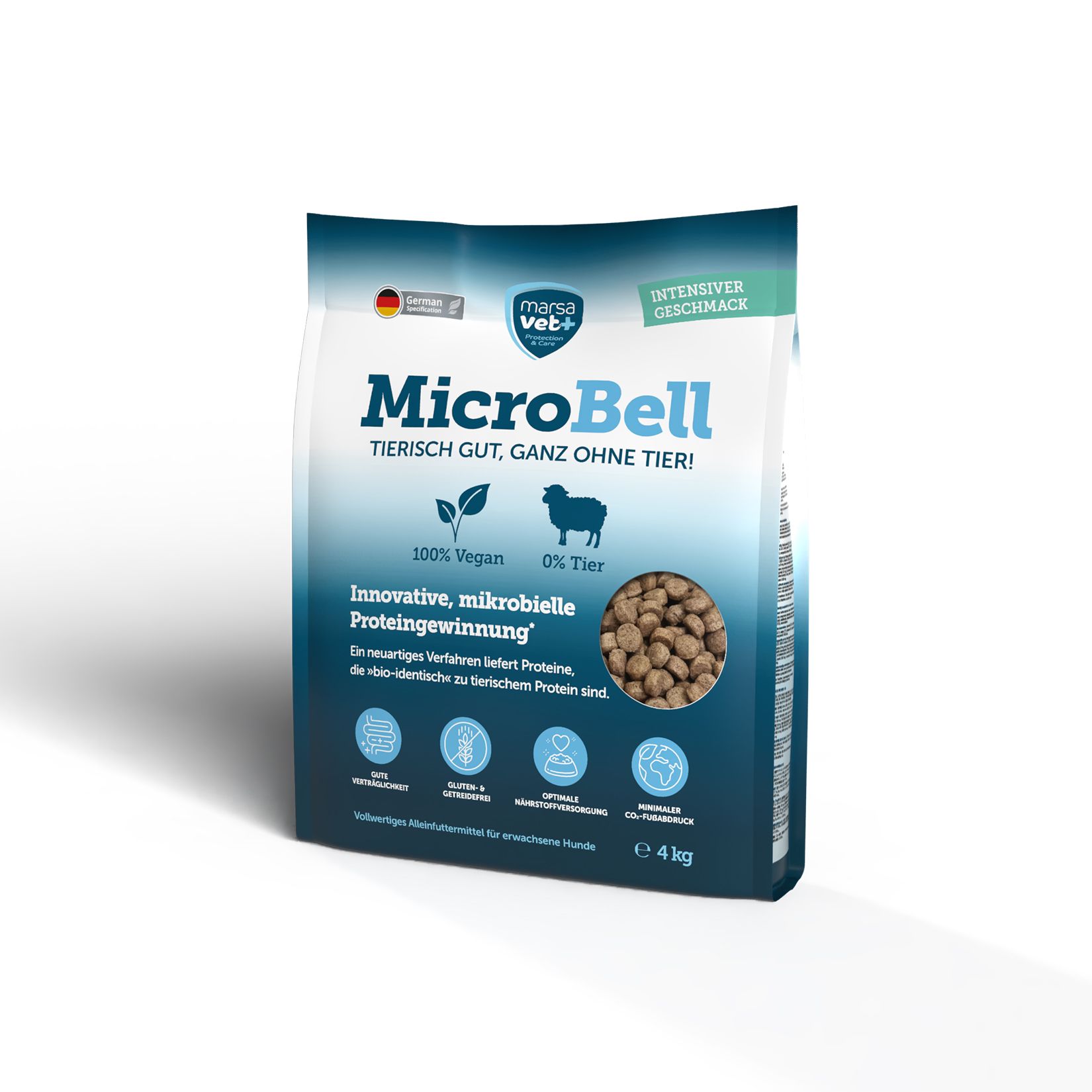 Marsavet Veganes Hundefutter - MicroBell Trockenfutter für Hunde - mit mikrobiellem Protein