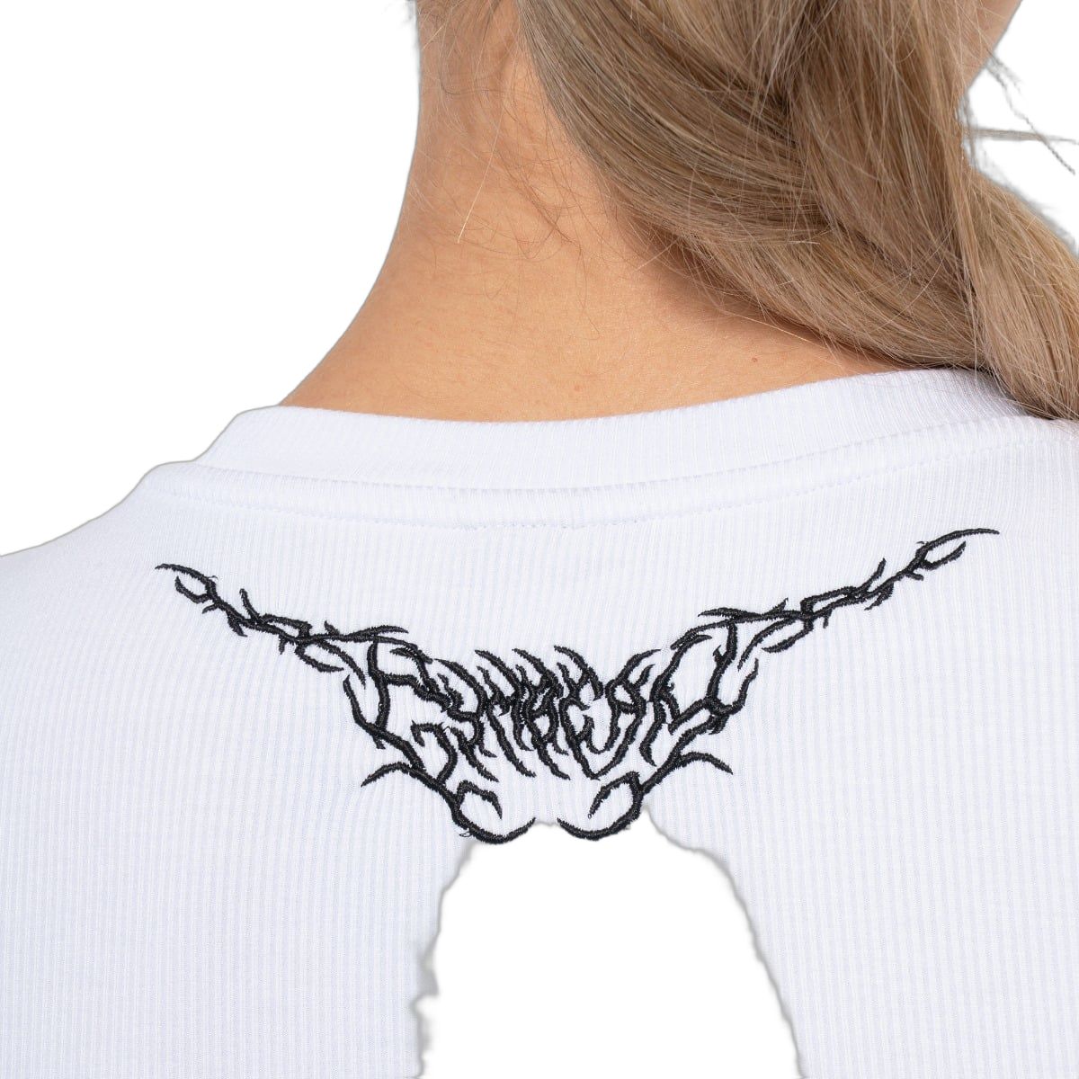 GymBeam T-Shirt Damen slim gerippt mit rundem Ausschnitt in Weiß