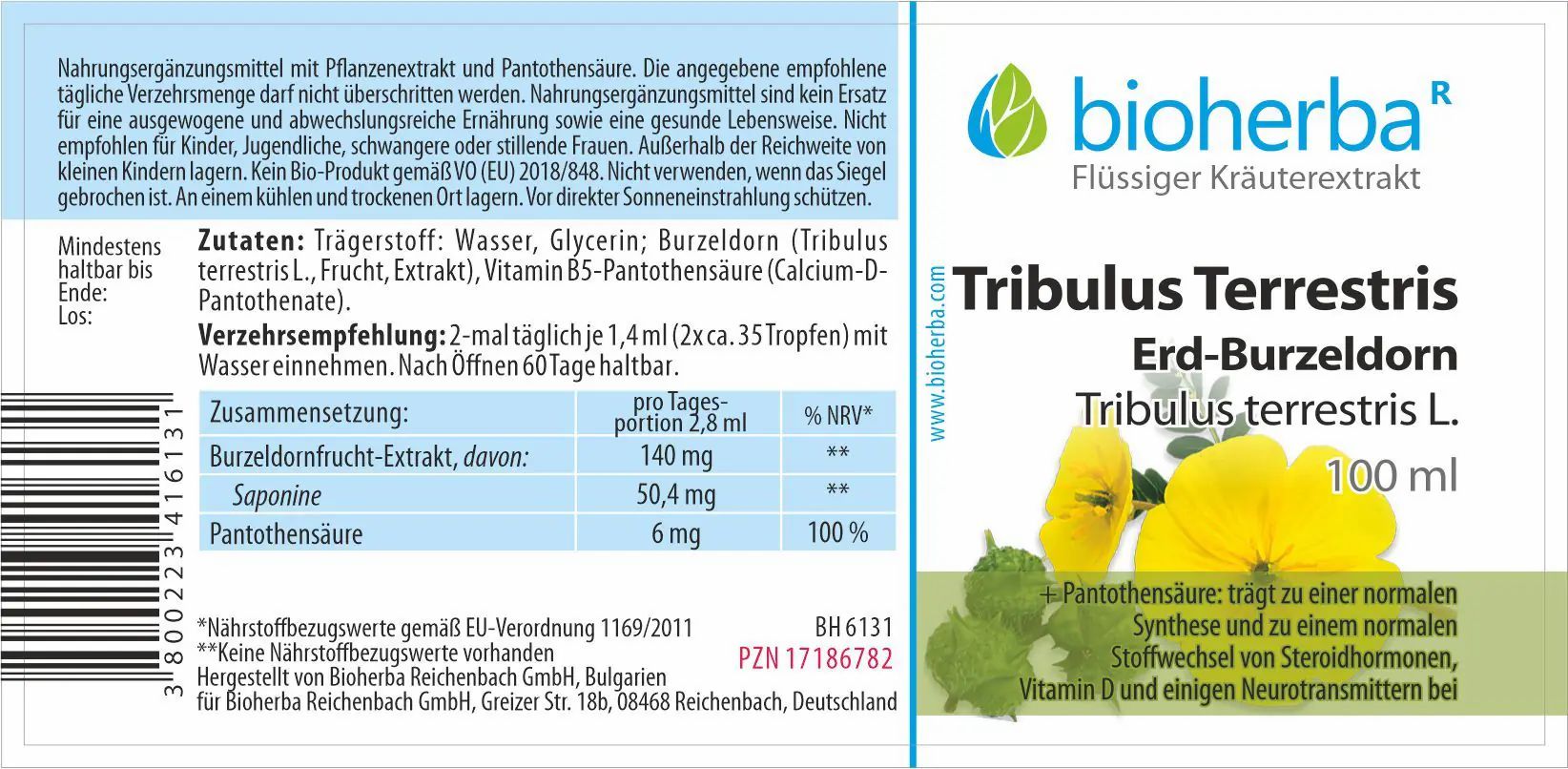 Bioherba Tribulus Terrestris Erd-Burzeldorn Tropfen  Tinktur Extrakt