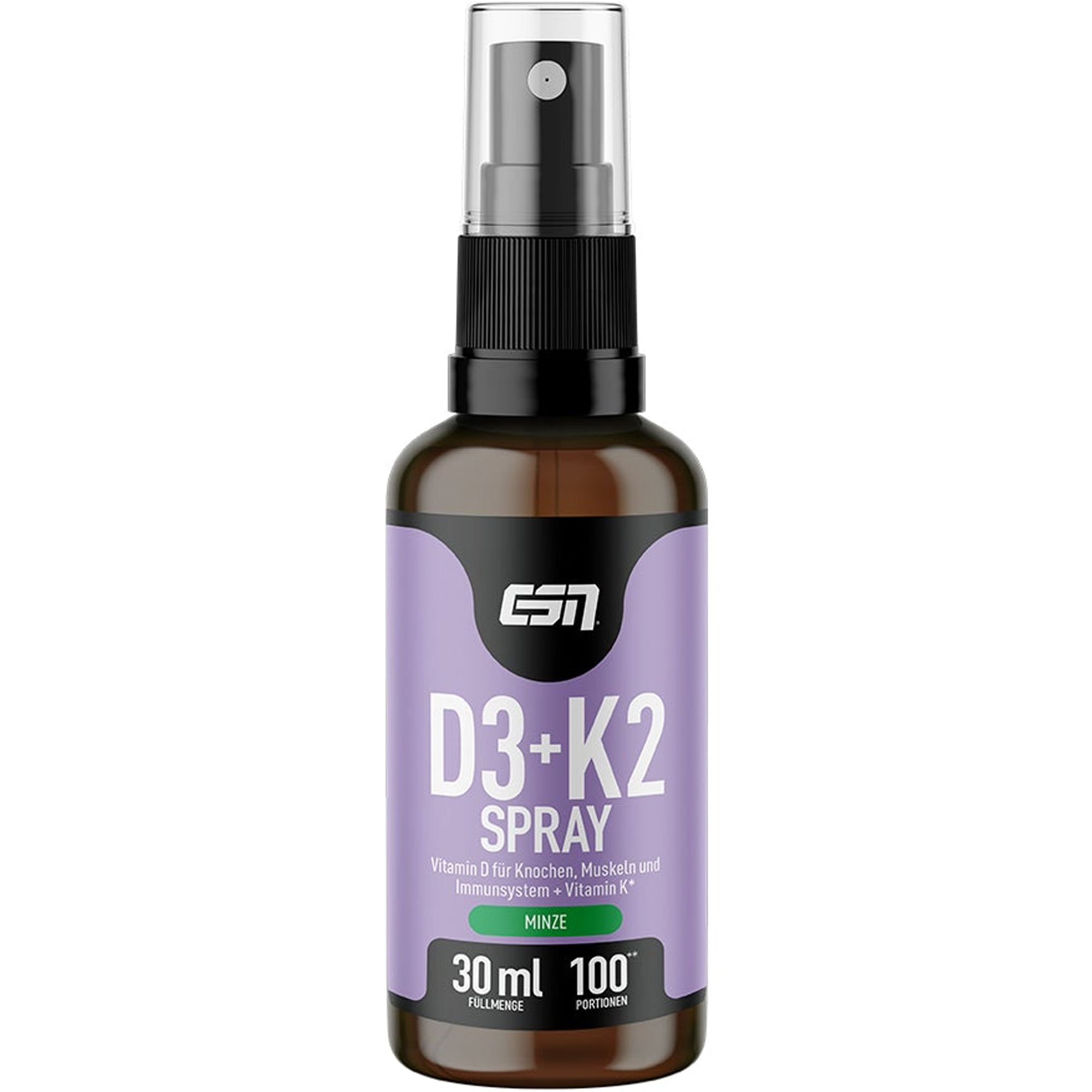 Vitamin D3+K2 Spray - hochdosiert und ergiebig – für mehr als 3 Monate versorgt - Geschmack: Minze