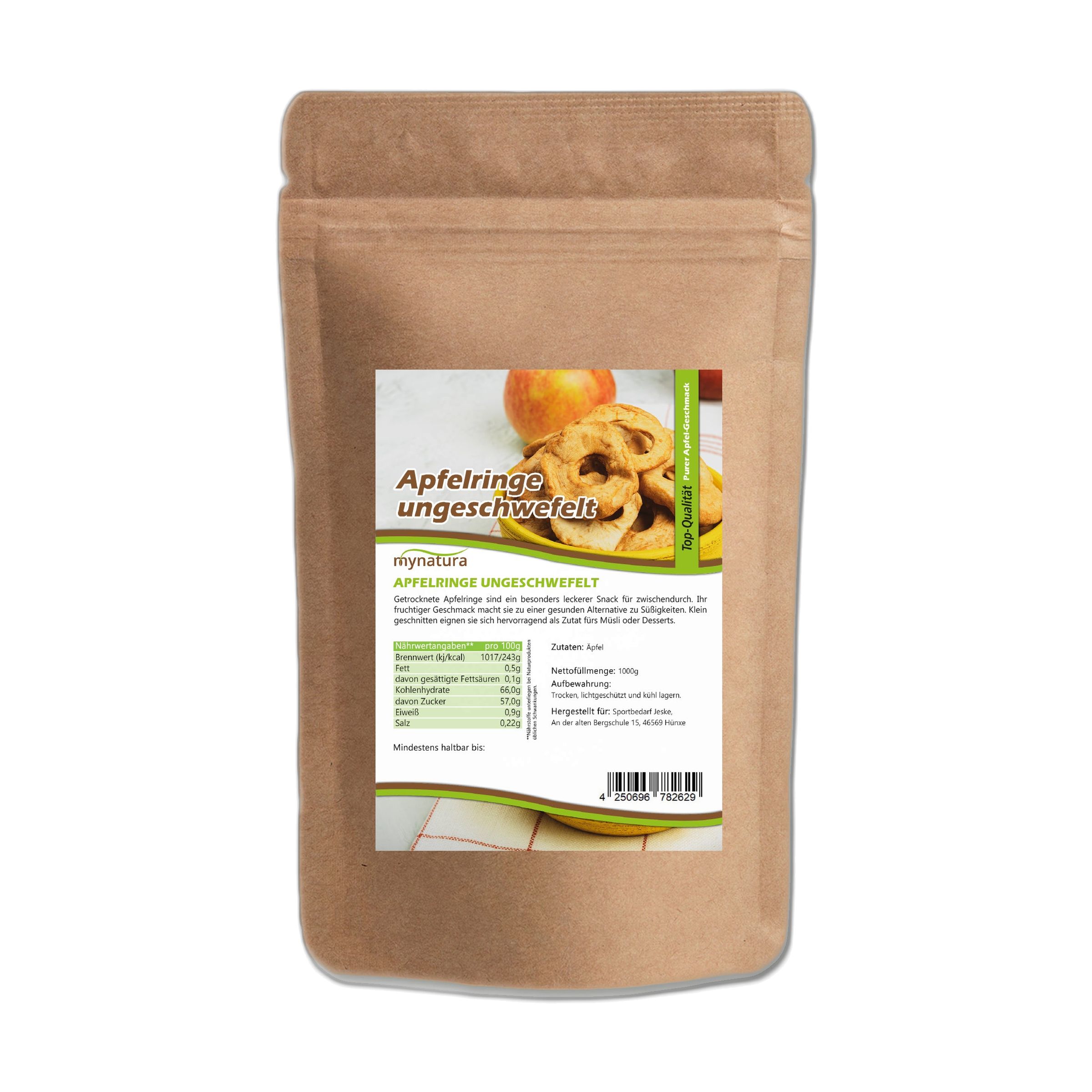 Mynatura getrocknete Apfelringe ungeschwefelt 1000 g