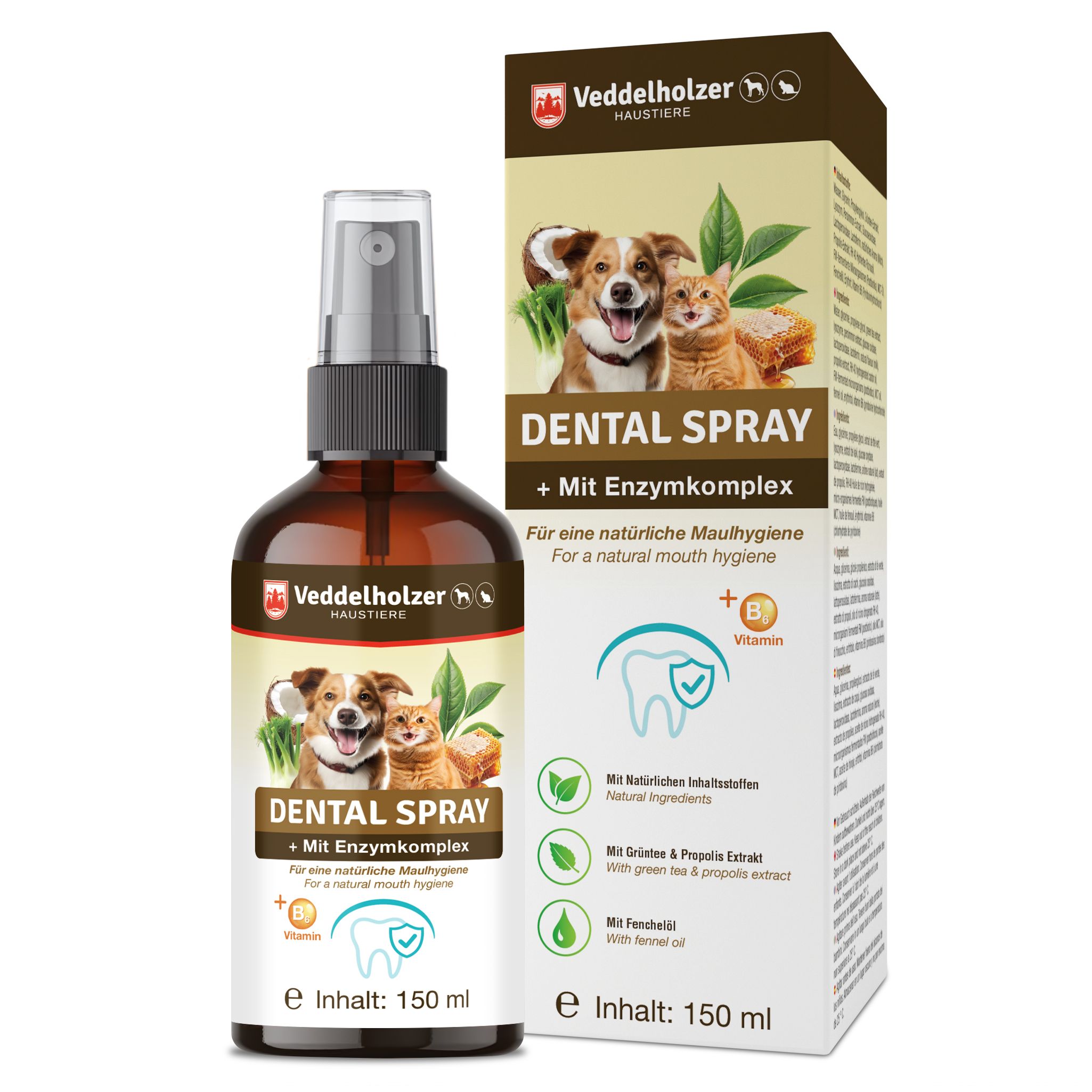 Veddelholzer Probiotisches Dentalspray Set für Hunde & Katzen
