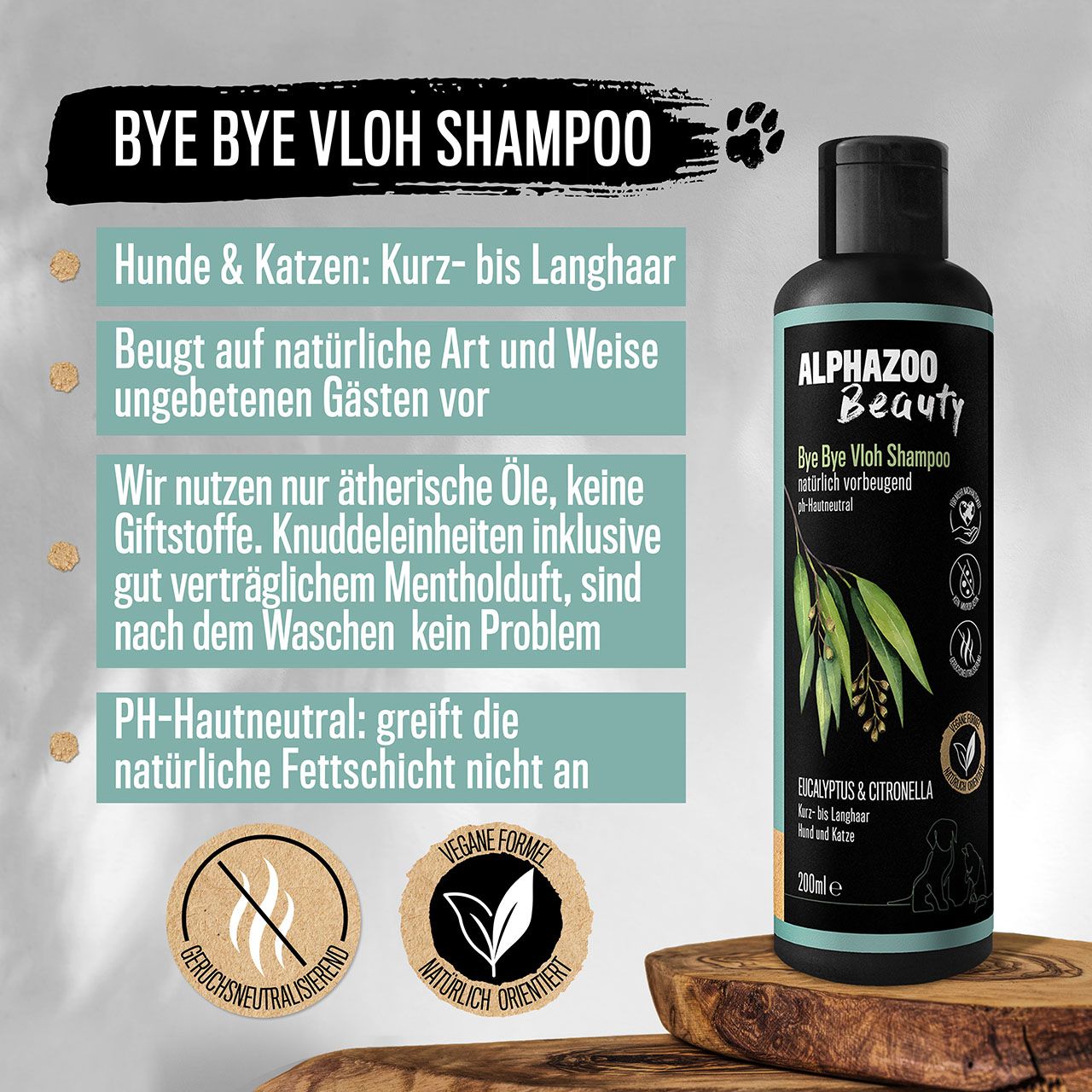 Alphazoo Bye-Bye-Vloh Shampoo für Hund & Katzen 200 ml