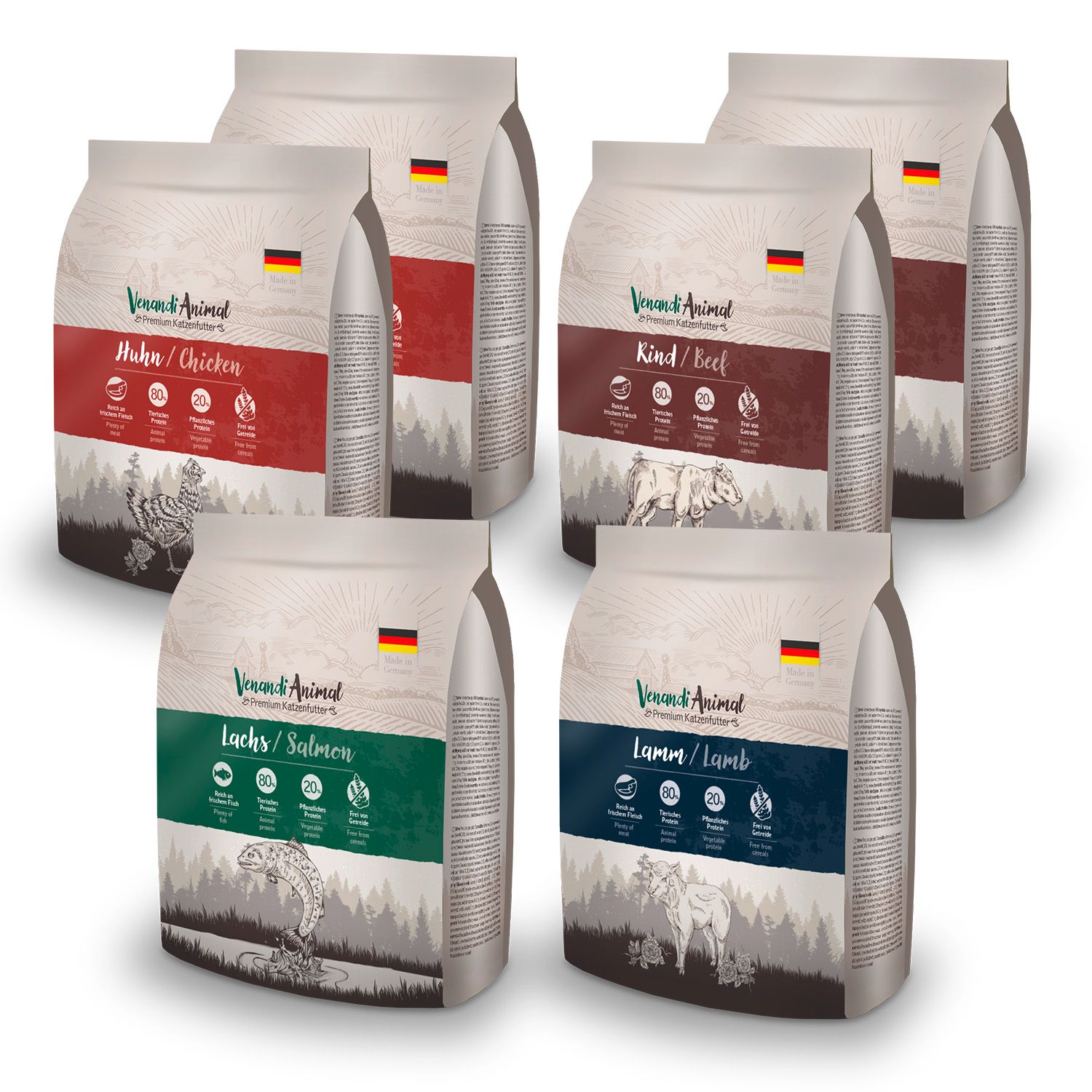 Venandi Animal - Probierpaket - Huhn, Rind, Lachs, Lamm