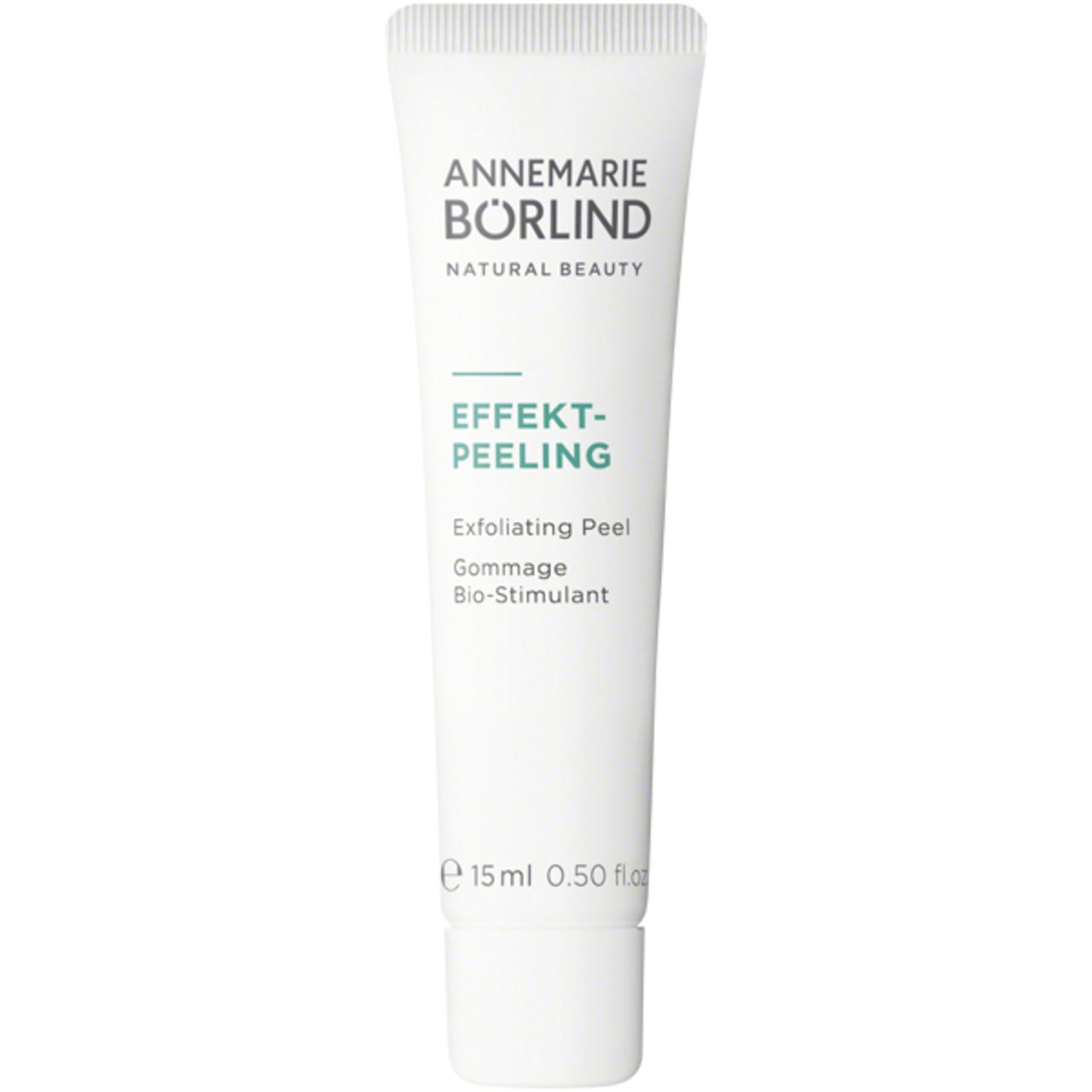 Weiße Tube mit Aufschrift: ANNEMARIE BÖRLIND, EFFEKT-PEELING, 15ml 0.50 fl.oz.