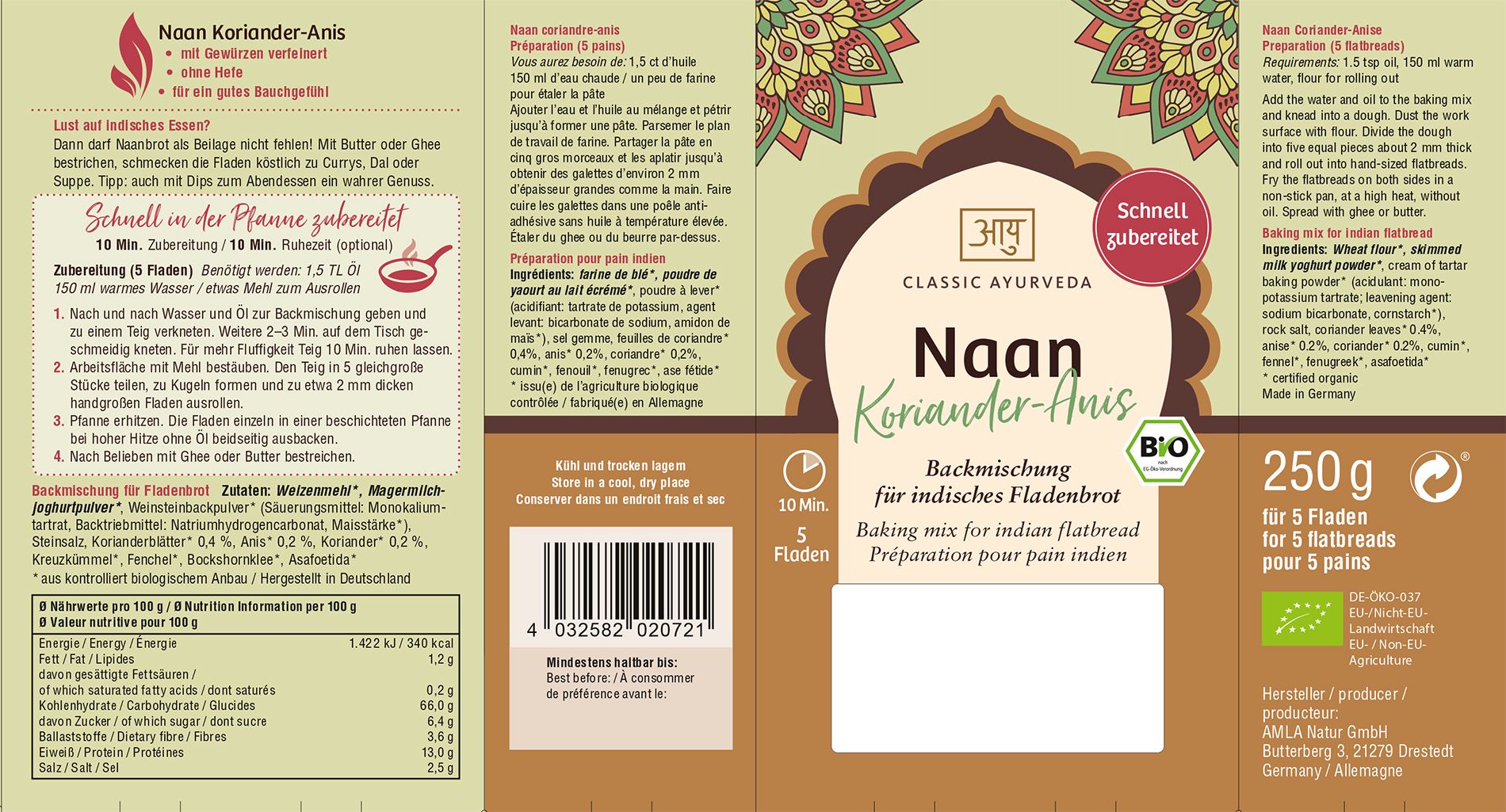 Classic Ayurveda - Naan Koriander-Anis 250 g