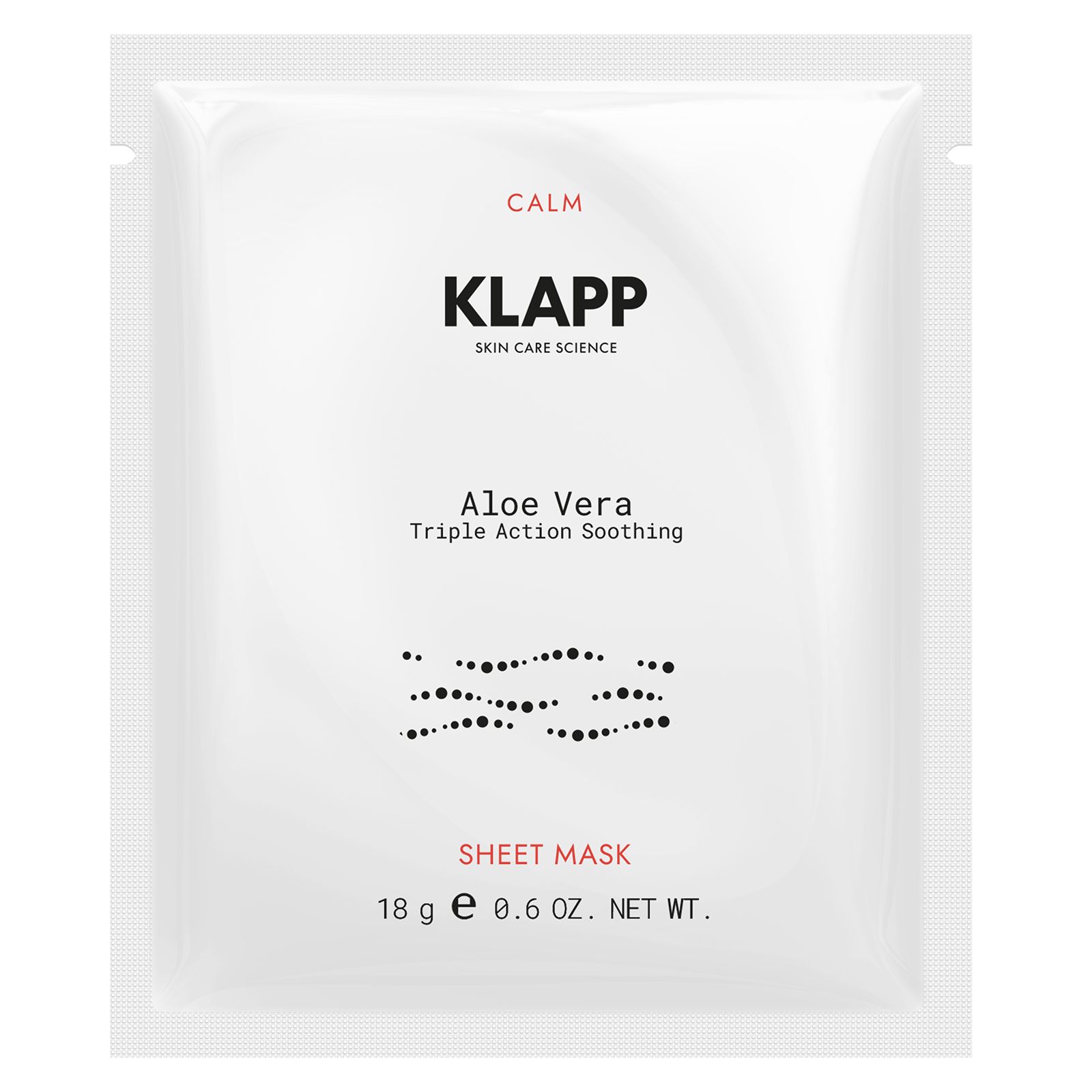 KLAPP Aloe Vera Triple Action Soothing Sheet Mask Einzelverpackung, 18g.